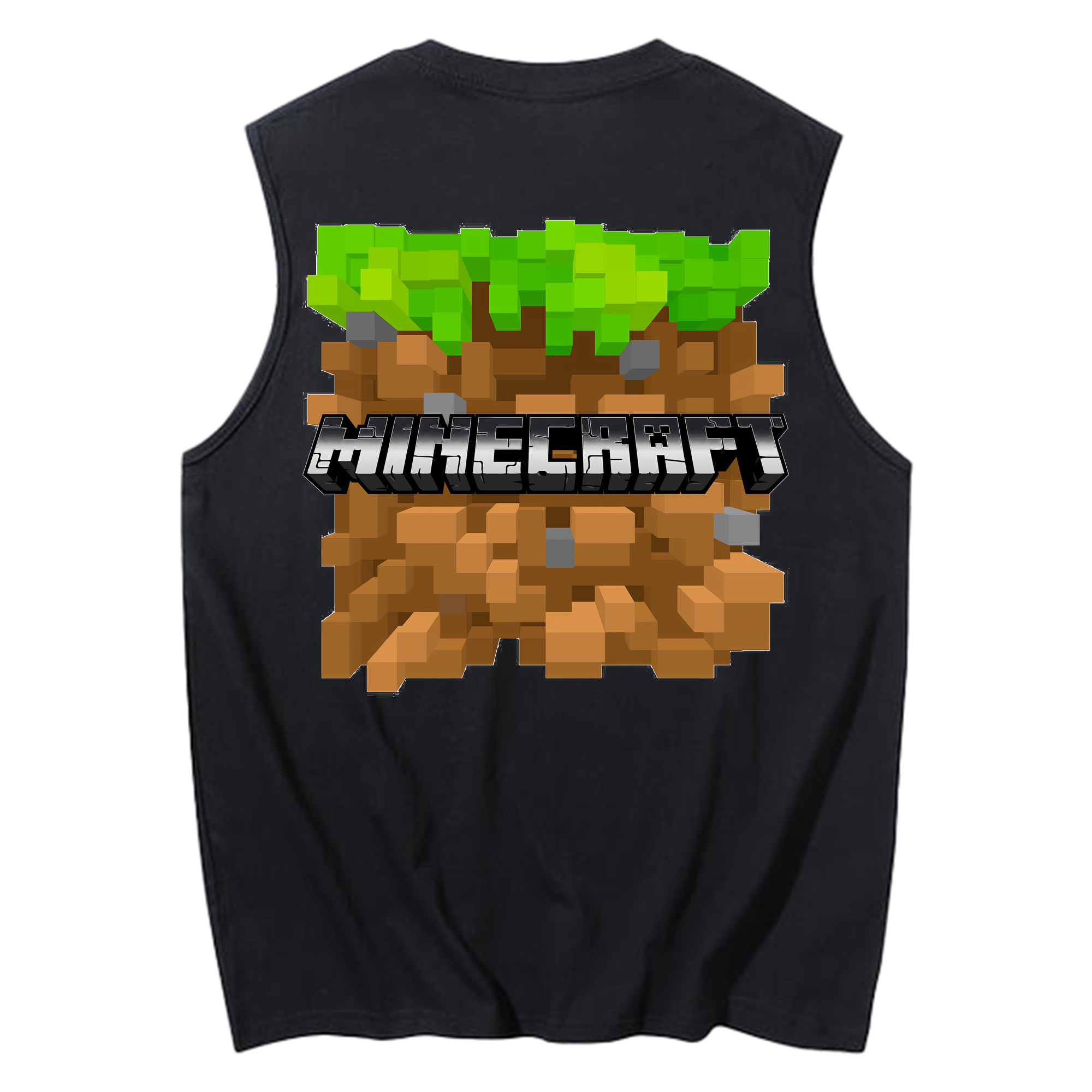 （画像用） マインクラフト ブロックの世界 Minecraft MC Block world コットン100％タンクトップ（背面プリント）