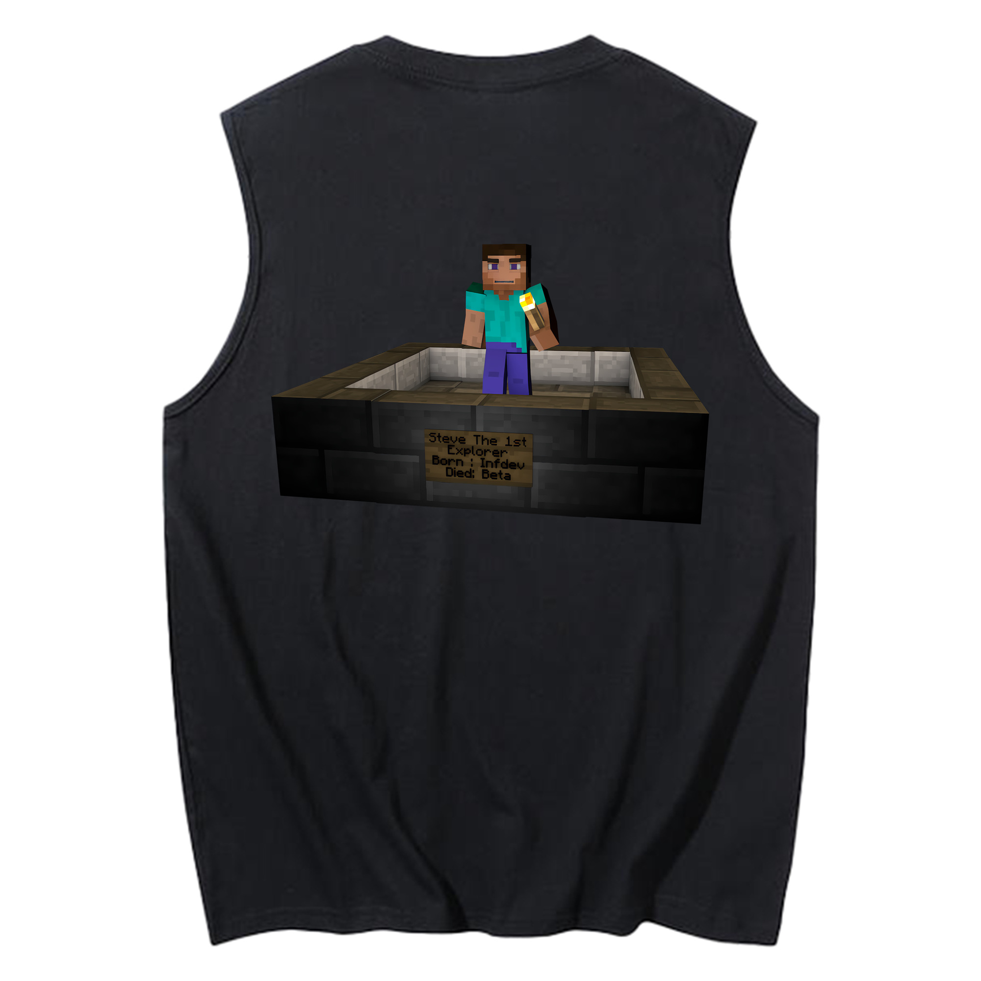 （画像用） マインクラフト ブロックの世界 Minecraft MC Block world コットン100％タンクトップ（背面プリント）