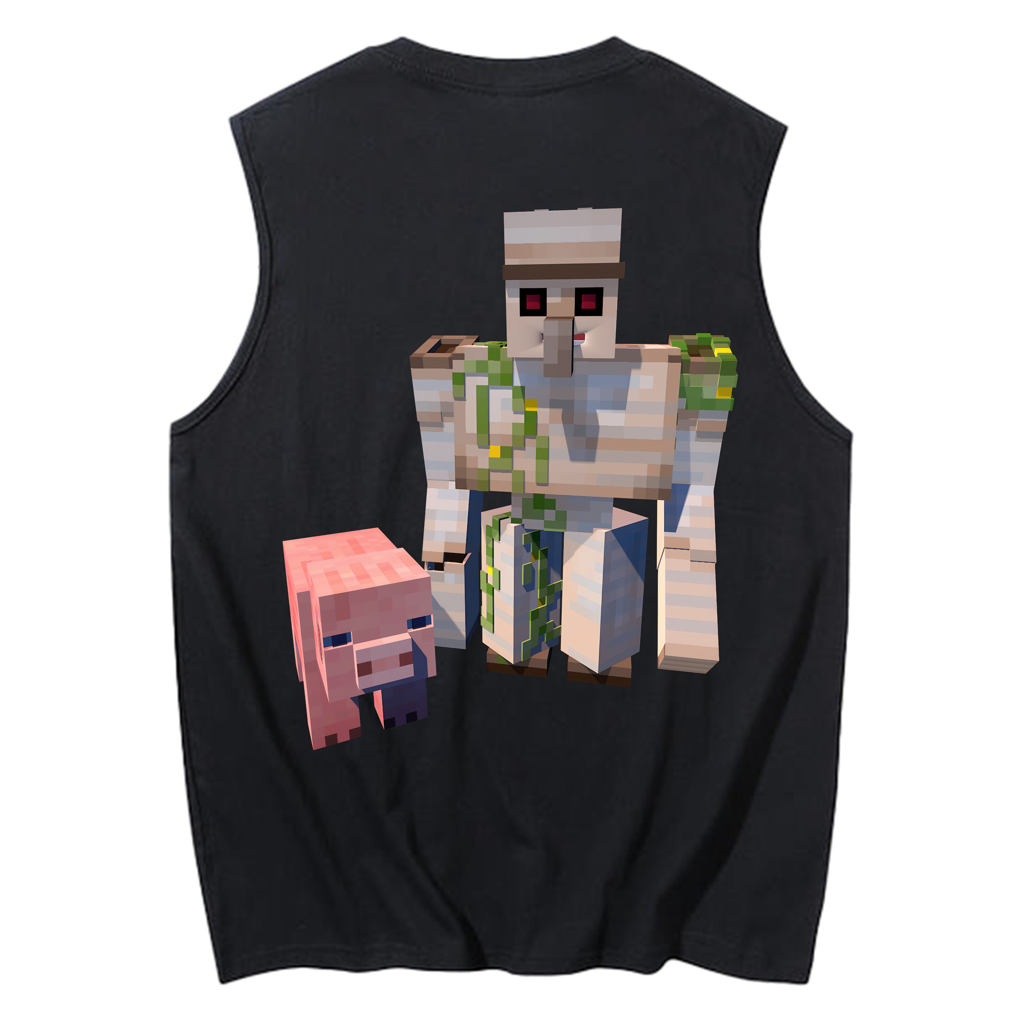（画像用） マインクラフト ブロックの世界 Minecraft MC Block world コットン100％タンクトップ（背面プリント）