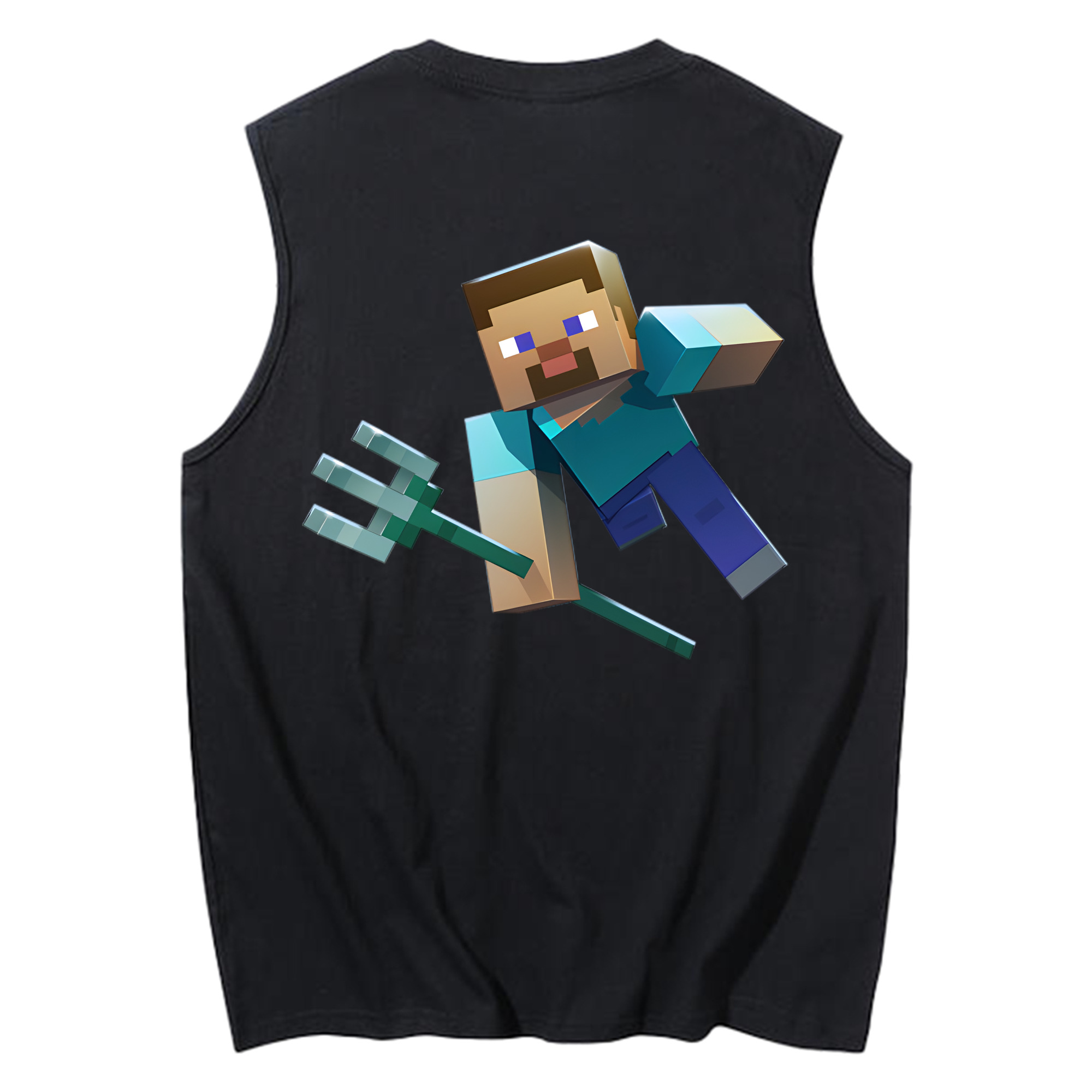 （画像用） マインクラフト ブロックの世界 Minecraft MC Block world コットン100％タンクトップ（背面プリント）