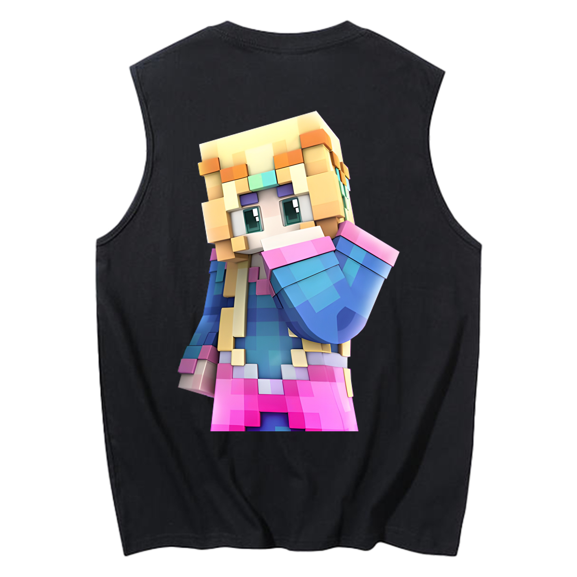 （画像用） マインクラフト ブロックの世界 Minecraft MC Block world コットン100％タンクトップ（背面プリント）
