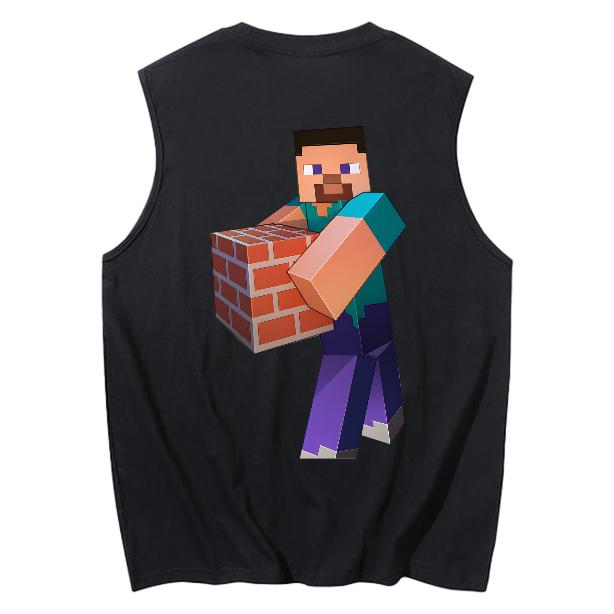（画像用） マインクラフト ブロックの世界 Minecraft MC Block world コットン100％タンクトップ（背面プリント）