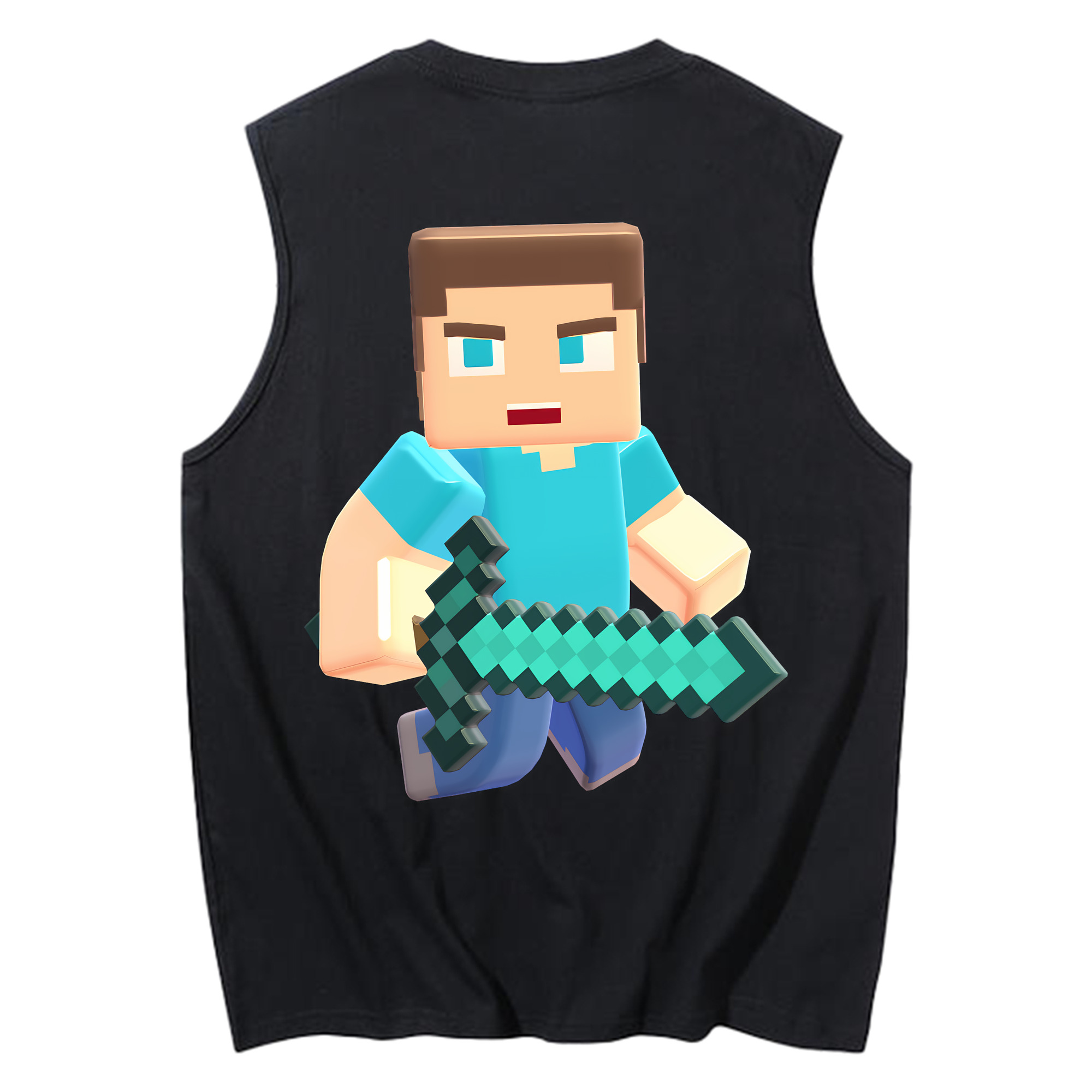 （画像用） マインクラフト ブロックの世界 Minecraft MC Block world コットン100％タンクトップ（背面プリント）