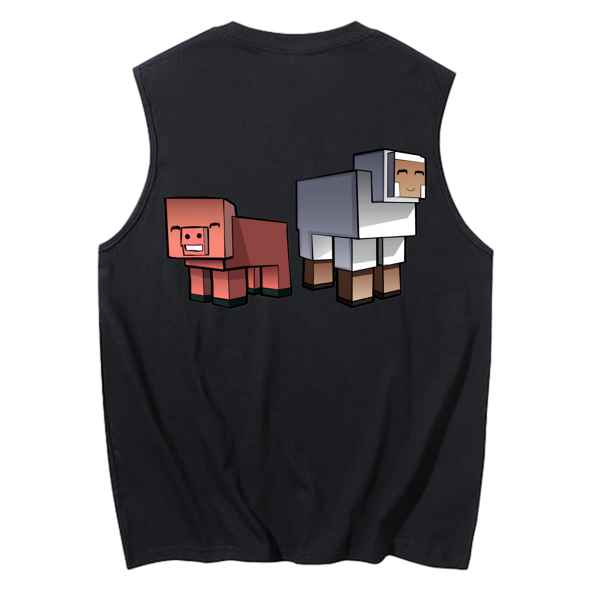 （画像用） マインクラフト ブロックの世界 Minecraft MC Block world コットン100％タンクトップ（背面プリント）