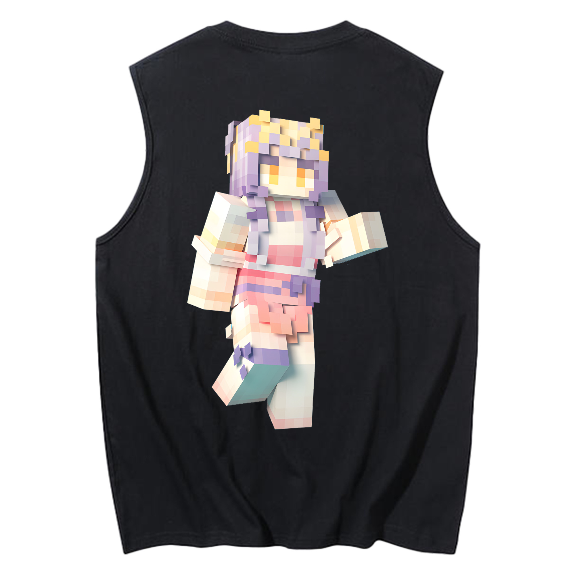 （画像用） マインクラフト ブロックの世界 Minecraft MC Block world コットン100％タンクトップ（背面プリント）