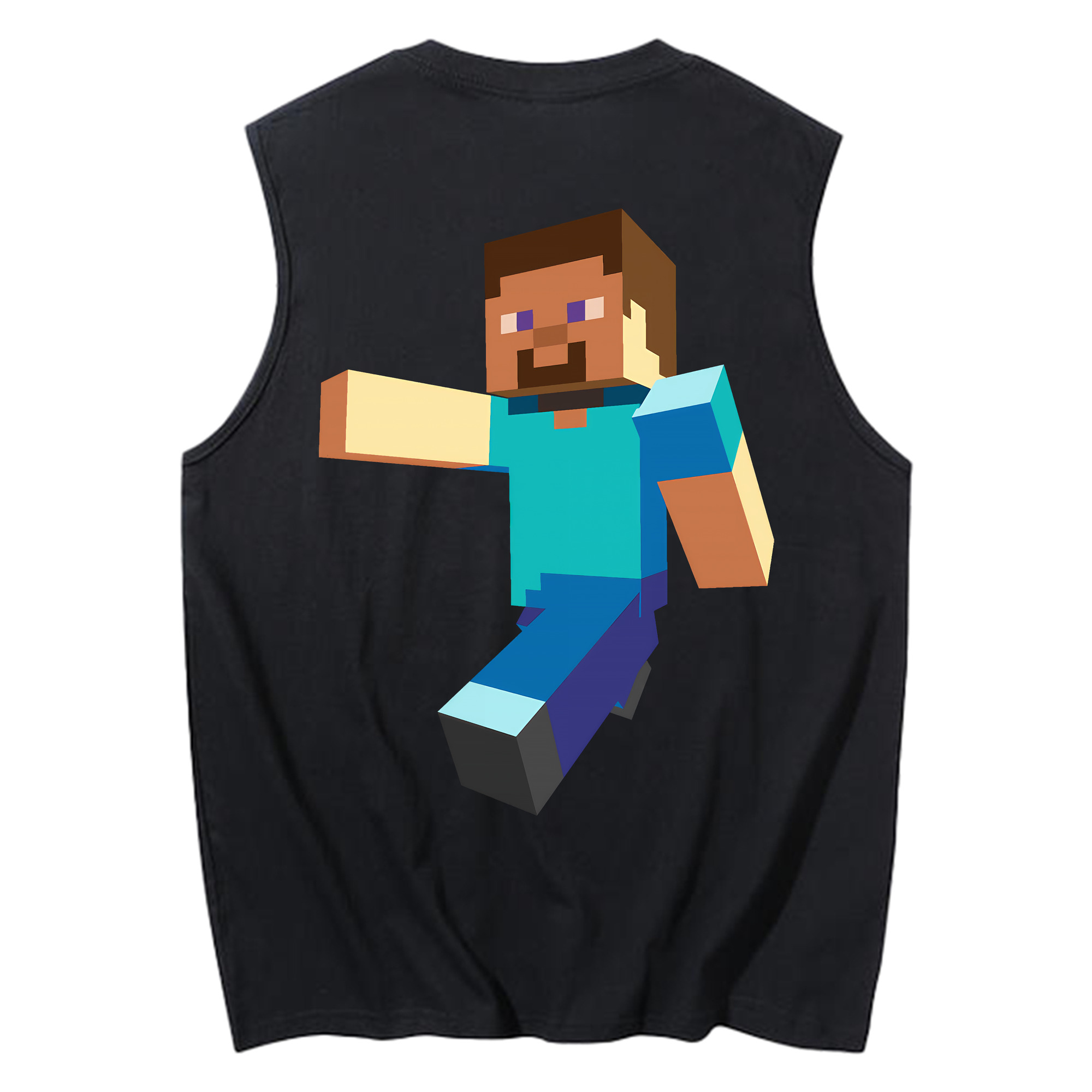 （画像用） マインクラフト ブロックの世界 Minecraft MC Block world コットン100％タンクトップ（背面プリント）