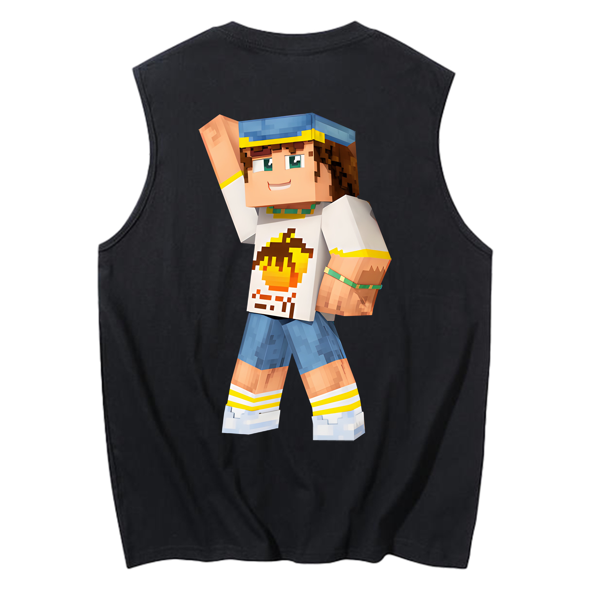 （画像用） マインクラフト ブロックの世界 Minecraft MC Block world コットン100％タンクトップ（背面プリント）