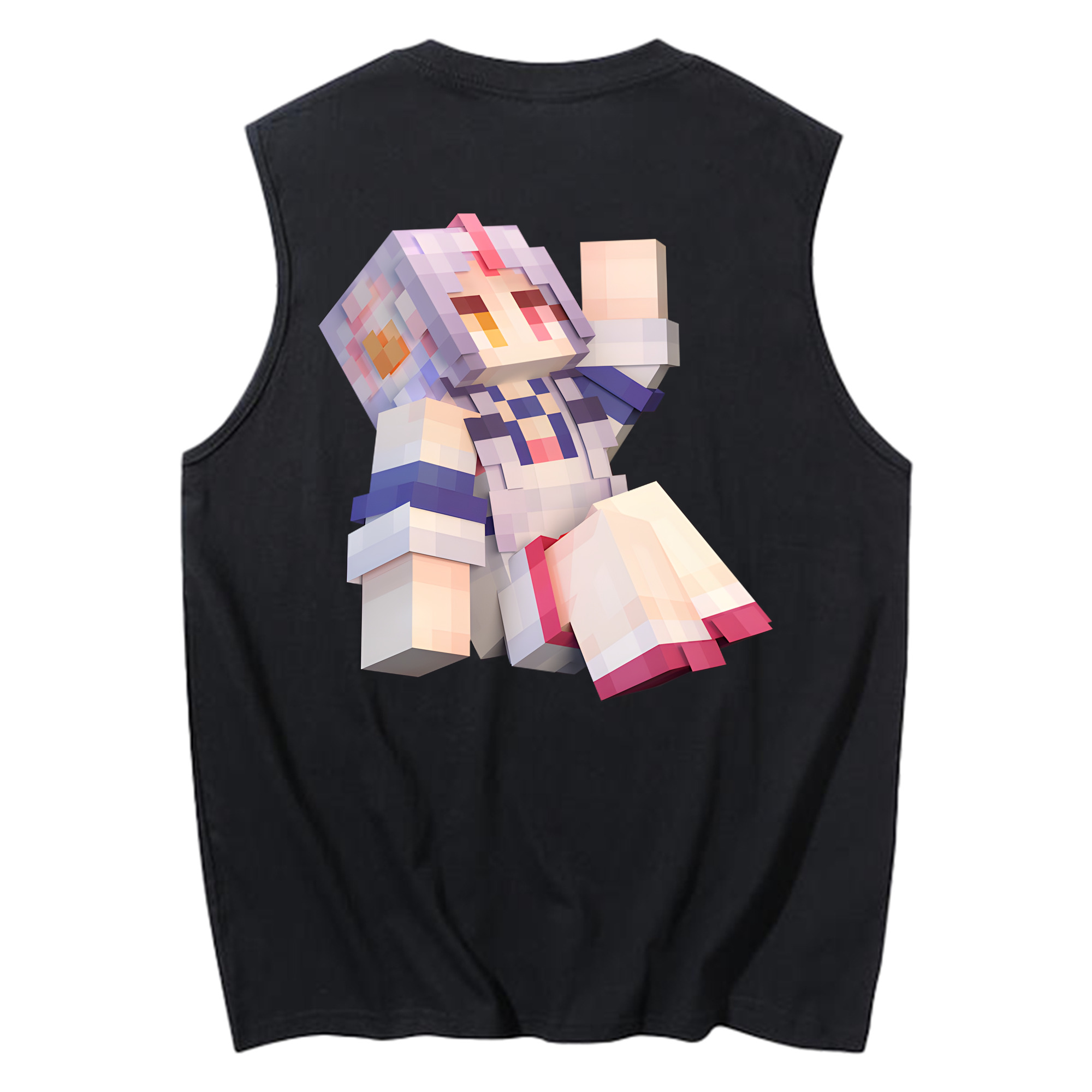 （画像用） マインクラフト ブロックの世界 Minecraft MC Block world コットン100％タンクトップ（背面プリント）