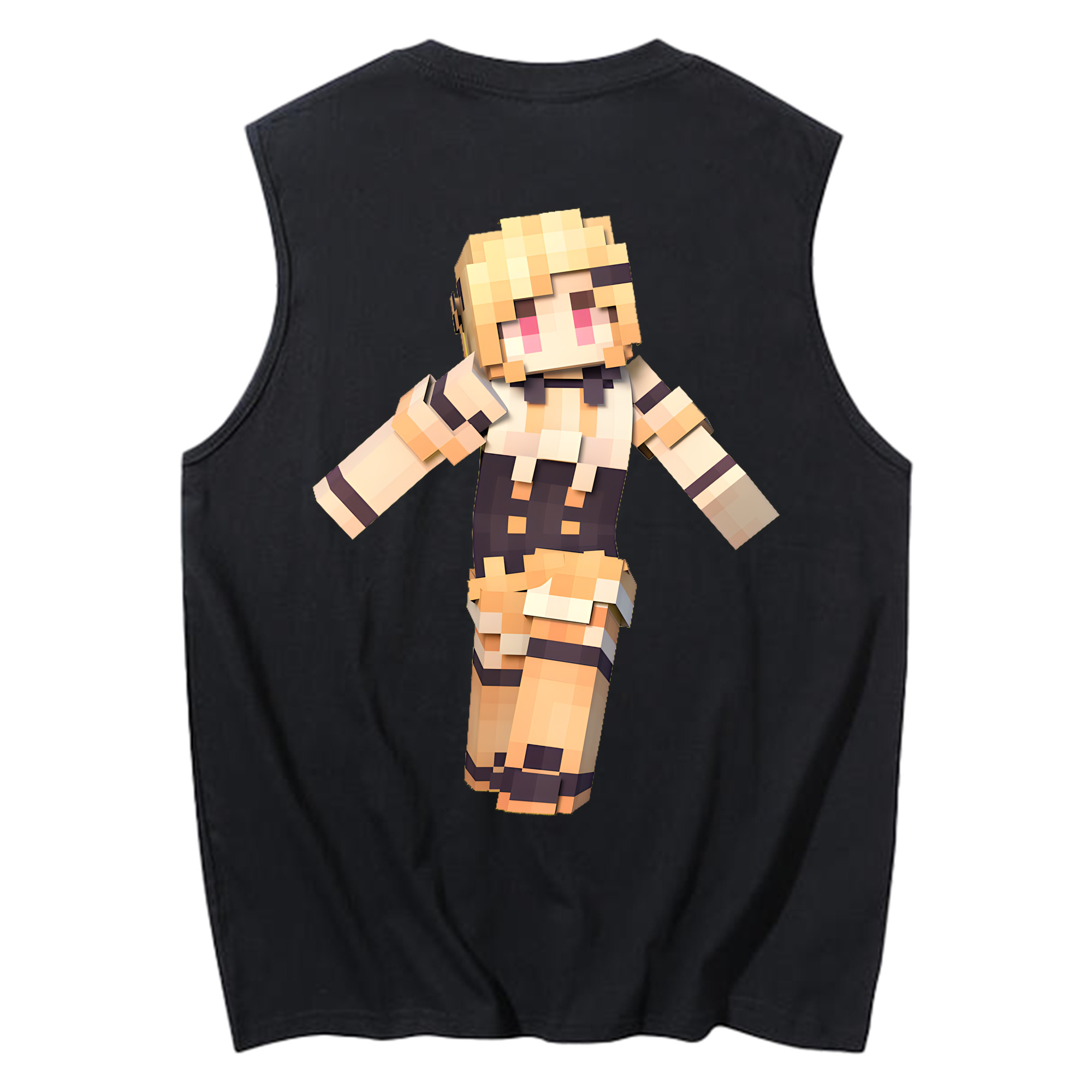（画像用） マインクラフト ブロックの世界 Minecraft MC Block world コットン100％タンクトップ（背面プリント）