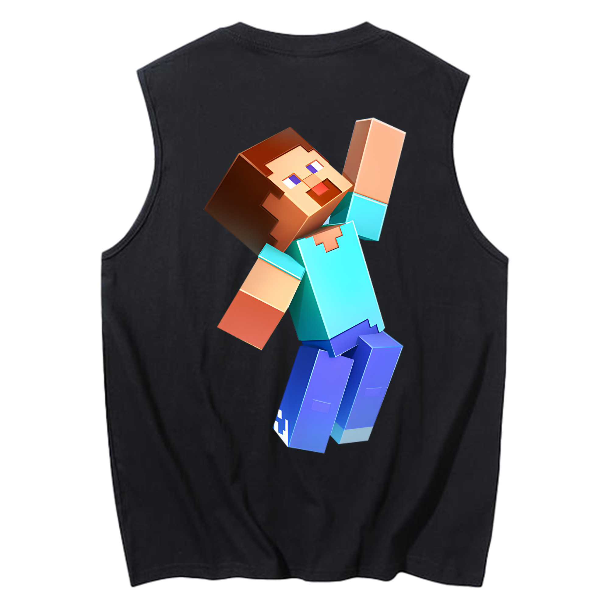 （画像用） マインクラフト ブロックの世界 Minecraft MC Block world コットン100％タンクトップ（背面プリント）