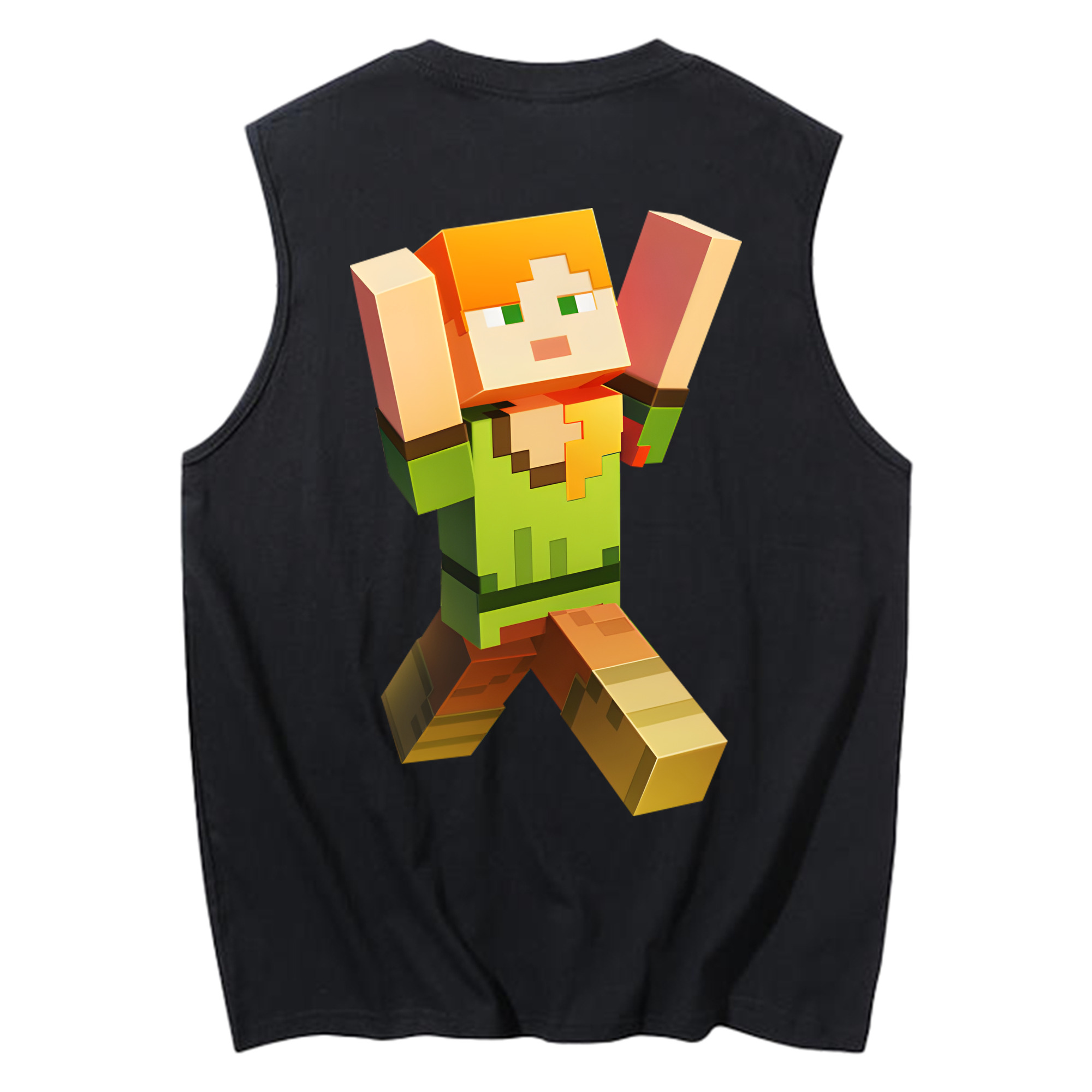（画像用） マインクラフト ブロックの世界 Minecraft MC Block world コットン100％タンクトップ（背面プリント）