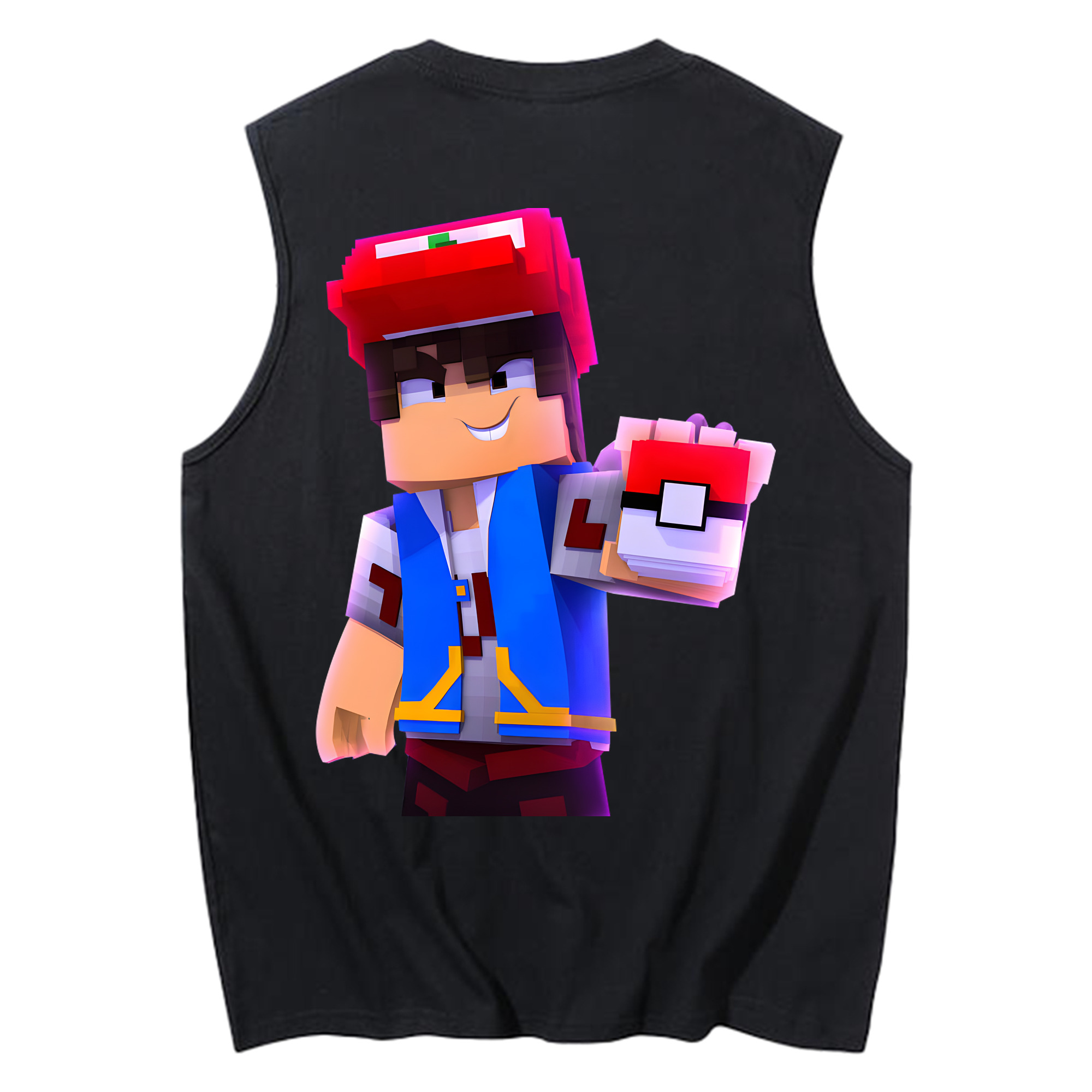 （画像用） マインクラフト ブロックの世界 Minecraft MC Block world コットン100％タンクトップ（背面プリント）