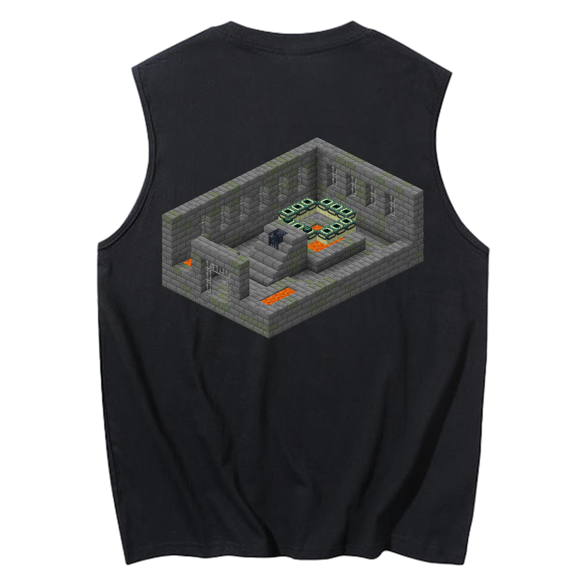 （画像用） マインクラフト ブロックの世界 Minecraft MC Block world コットン100％タンクトップ（背面プリント）