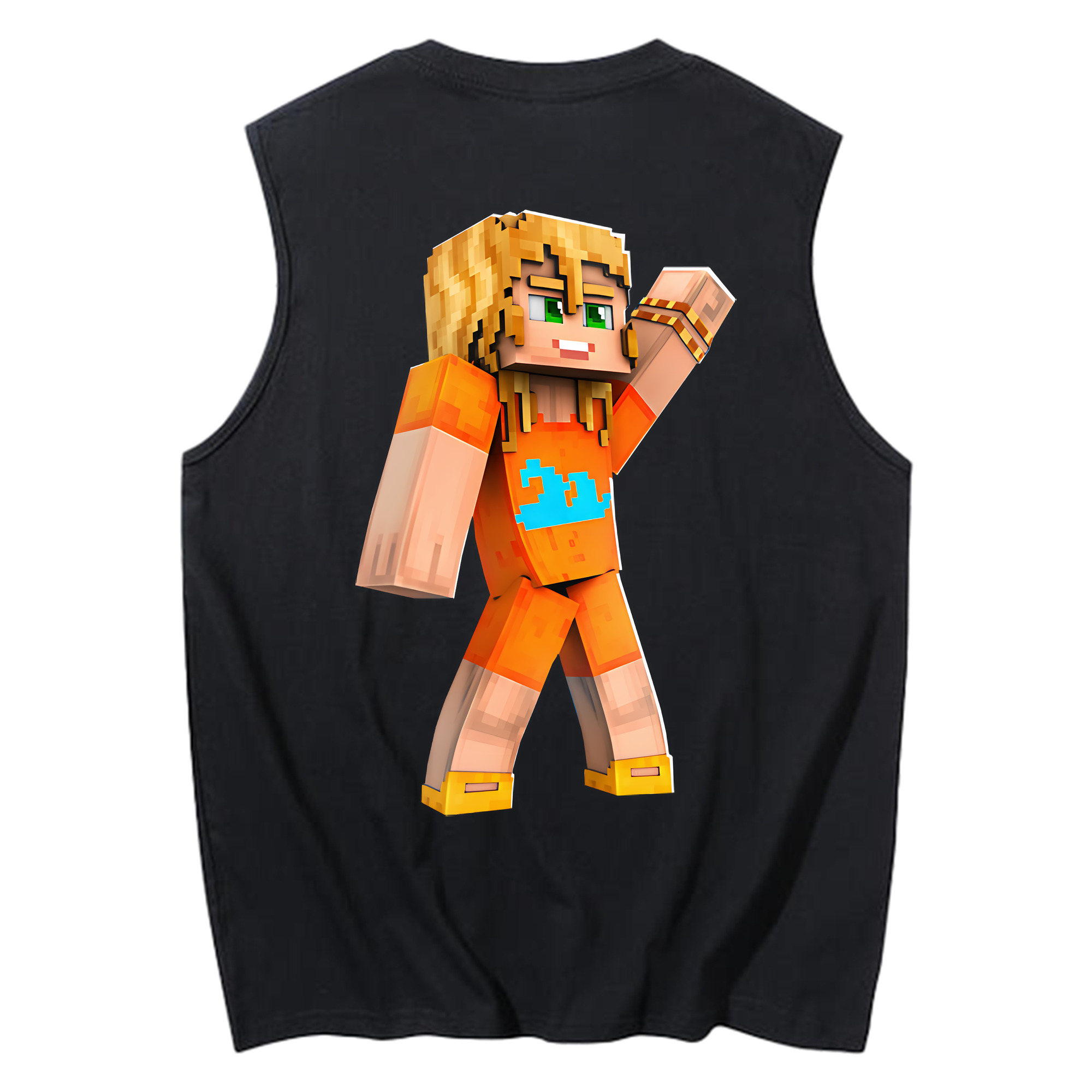 （画像用） マインクラフト ブロックの世界 Minecraft MC Block world コットン100％タンクトップ（背面プリント）