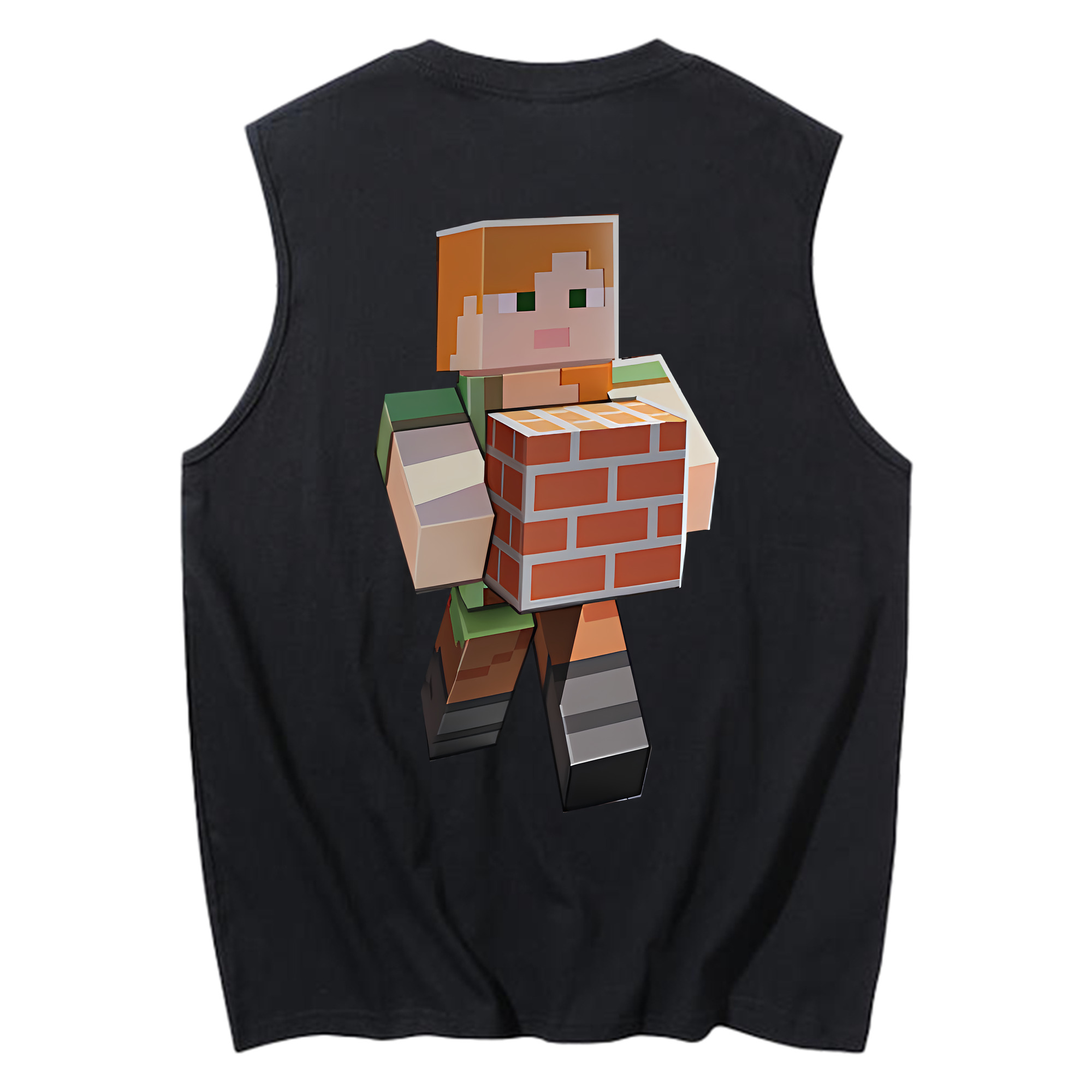 （画像用） マインクラフト ブロックの世界 Minecraft MC Block world コットン100％タンクトップ（背面プリント）