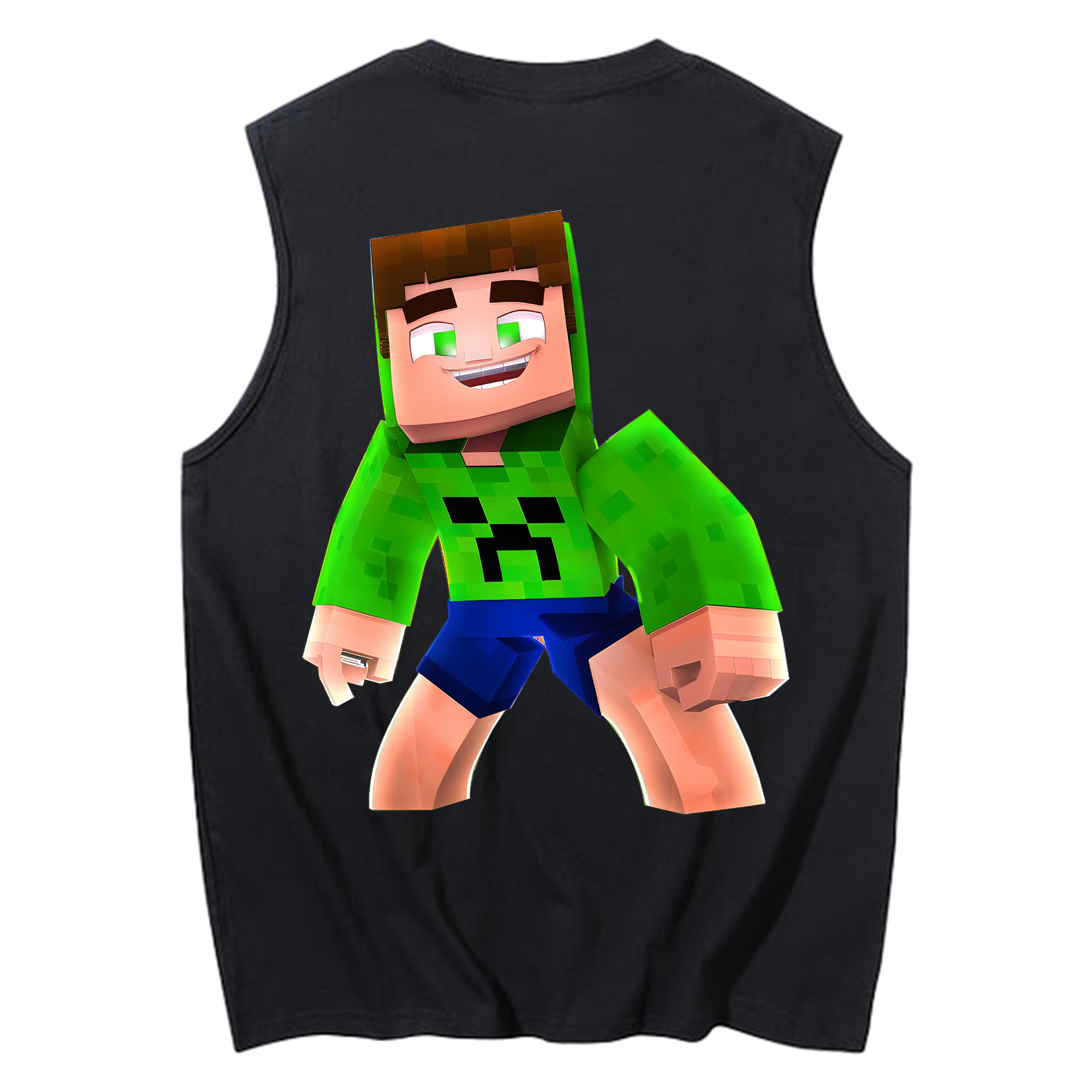 （画像用） マインクラフト ブロックの世界 Minecraft MC Block world コットン100％タンクトップ（背面プリント）