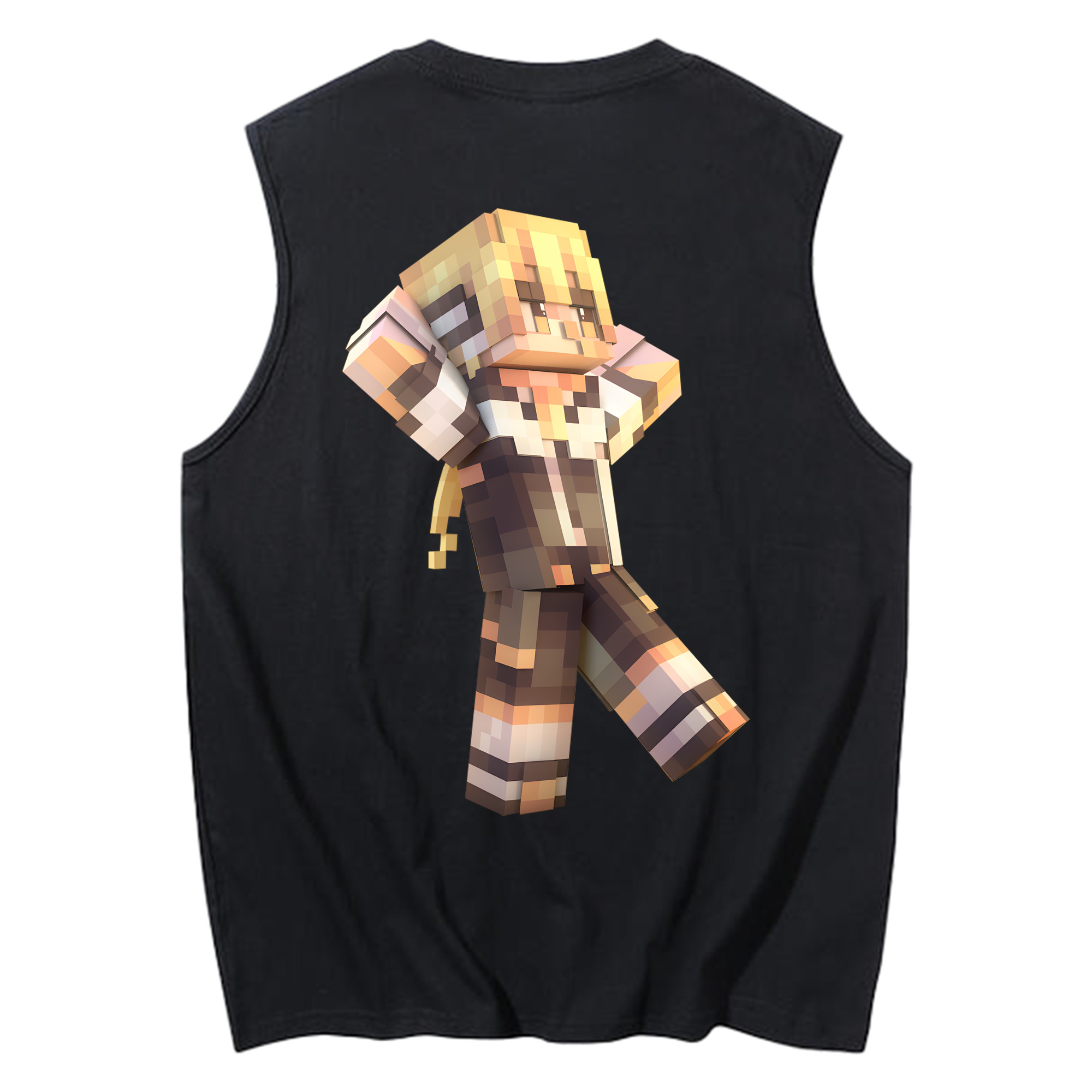 （画像用） マインクラフト ブロックの世界 Minecraft MC Block world コットン100％タンクトップ（背面プリント）