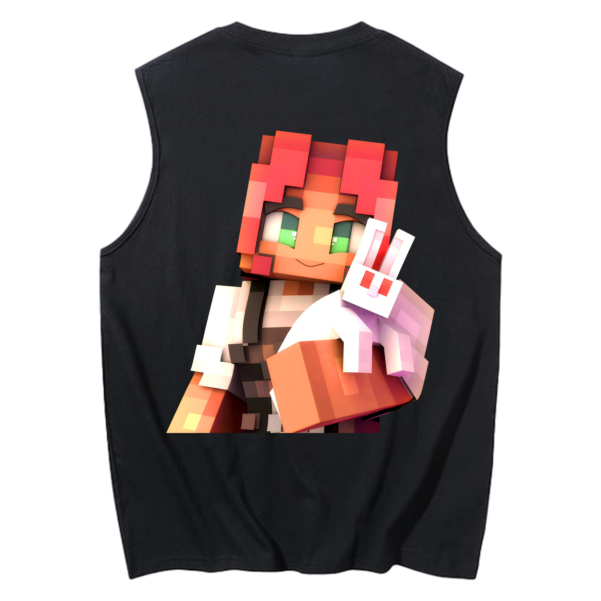 （画像用） マインクラフト ブロックの世界 Minecraft MC Block world コットン100％タンクトップ（背面プリント）