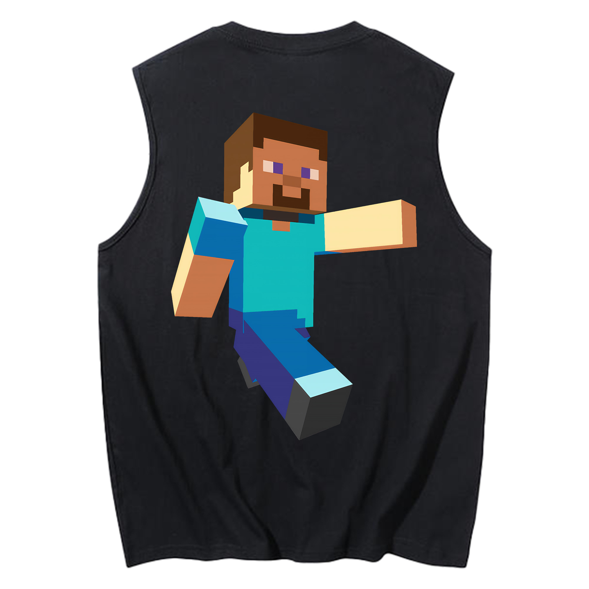 （画像用） マインクラフト ブロックの世界 Minecraft MC Block world コットン100％タンクトップ（背面プリント）