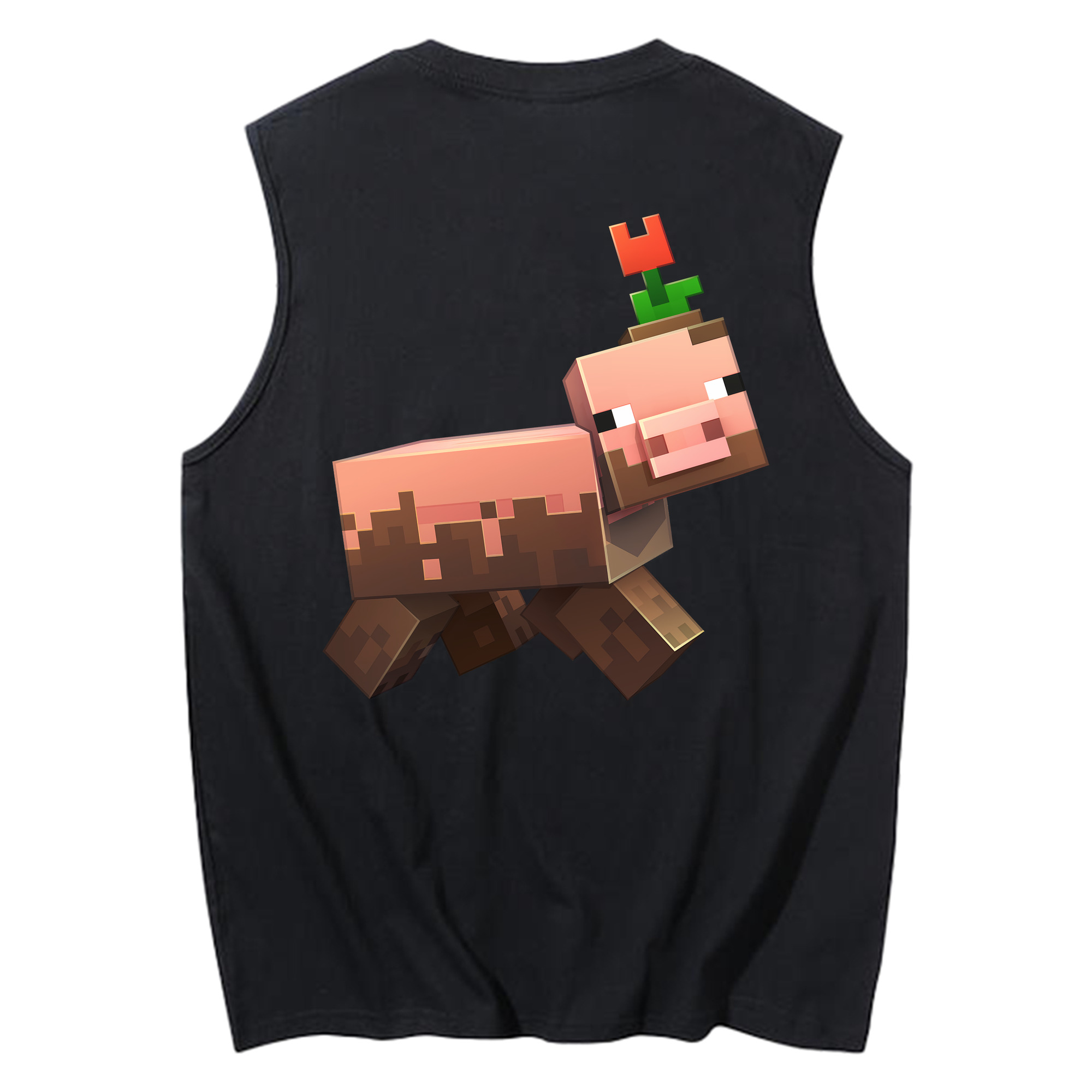 （画像用） マインクラフト ブロックの世界 Minecraft MC Block world コットン100％タンクトップ（背面プリント）
