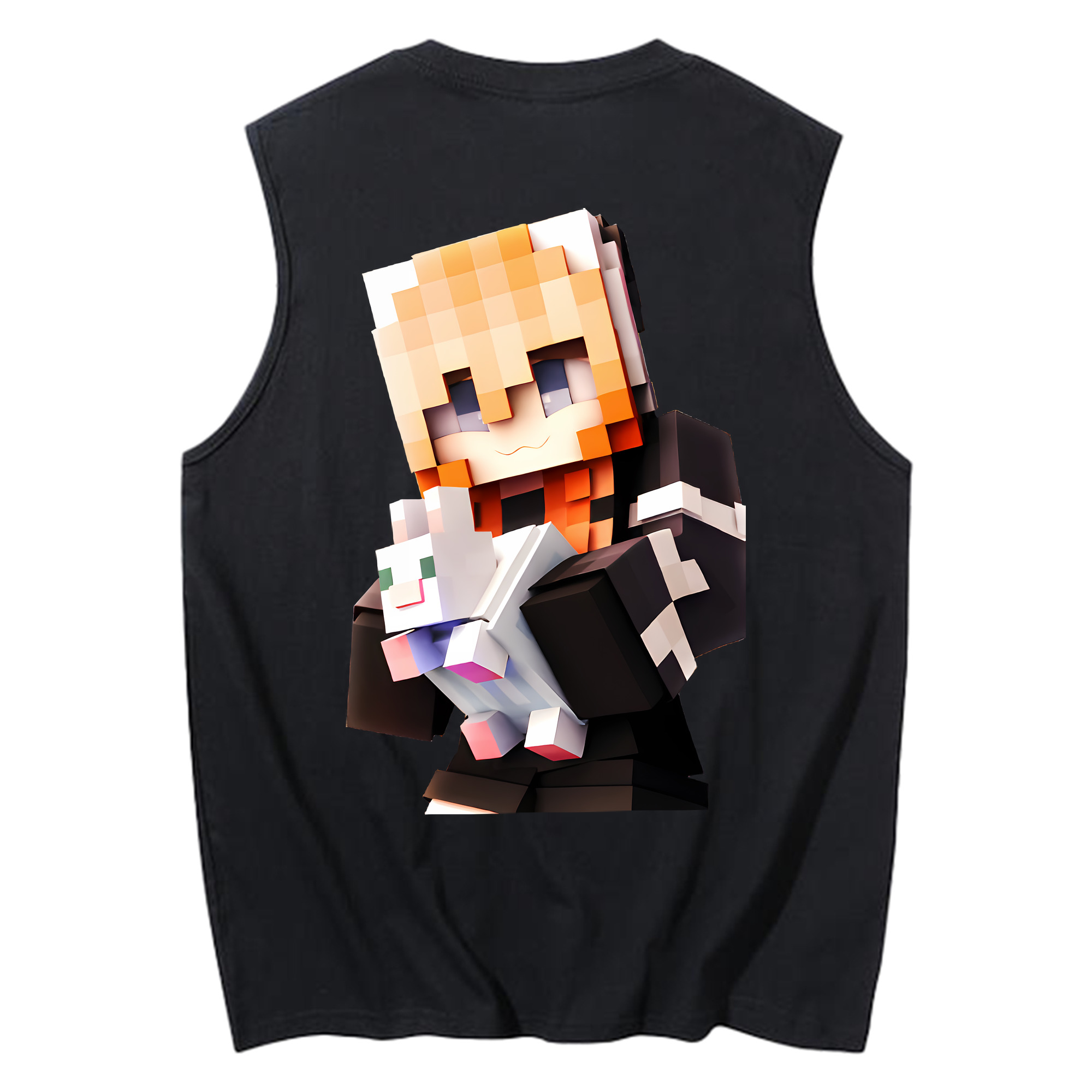 （画像用） マインクラフト ブロックの世界 Minecraft MC Block world コットン100％タンクトップ（背面プリント）