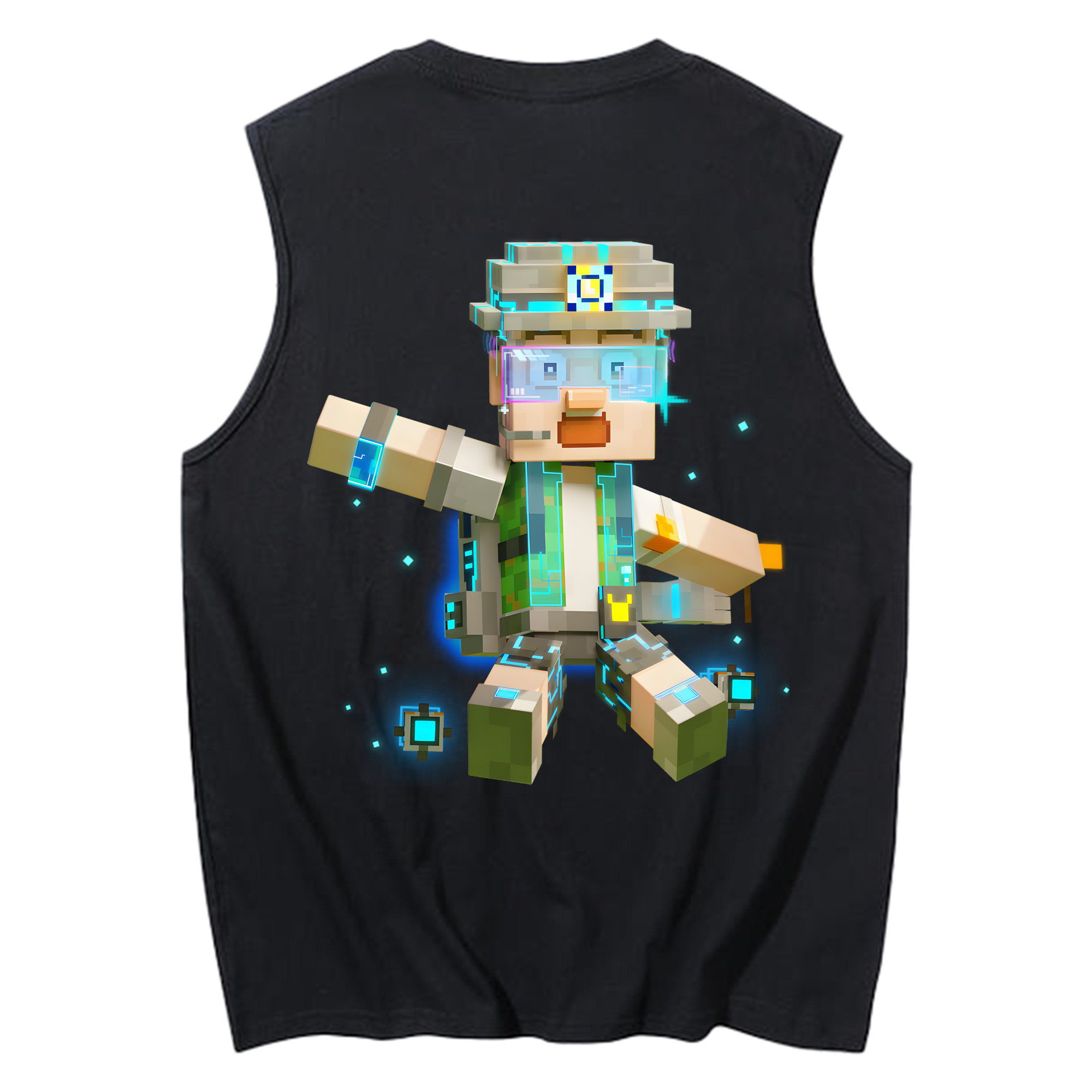 （画像用） マインクラフト ブロックの世界 Minecraft MC Block world コットン100％タンクトップ（背面プリント）