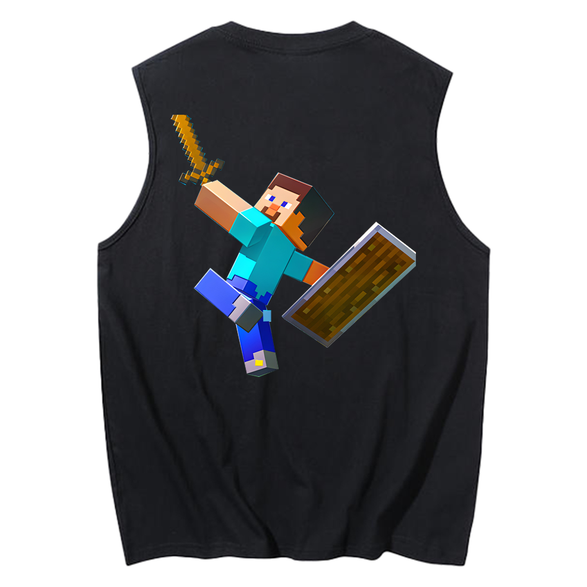 （画像用） マインクラフト ブロックの世界 Minecraft MC Block world コットン100％タンクトップ（背面プリント）