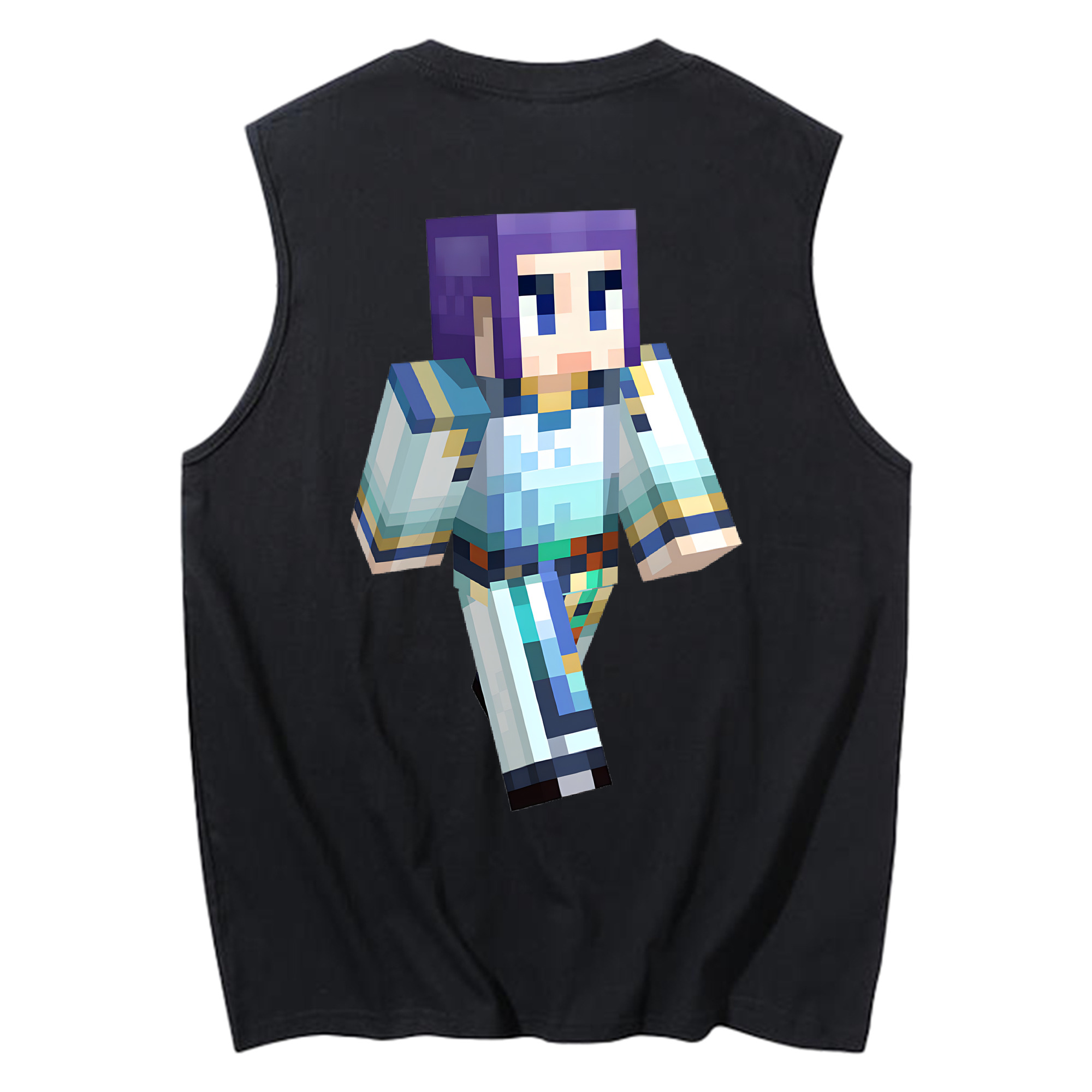（画像用） マインクラフト ブロックの世界 Minecraft MC Block world コットン100％タンクトップ（背面プリント）