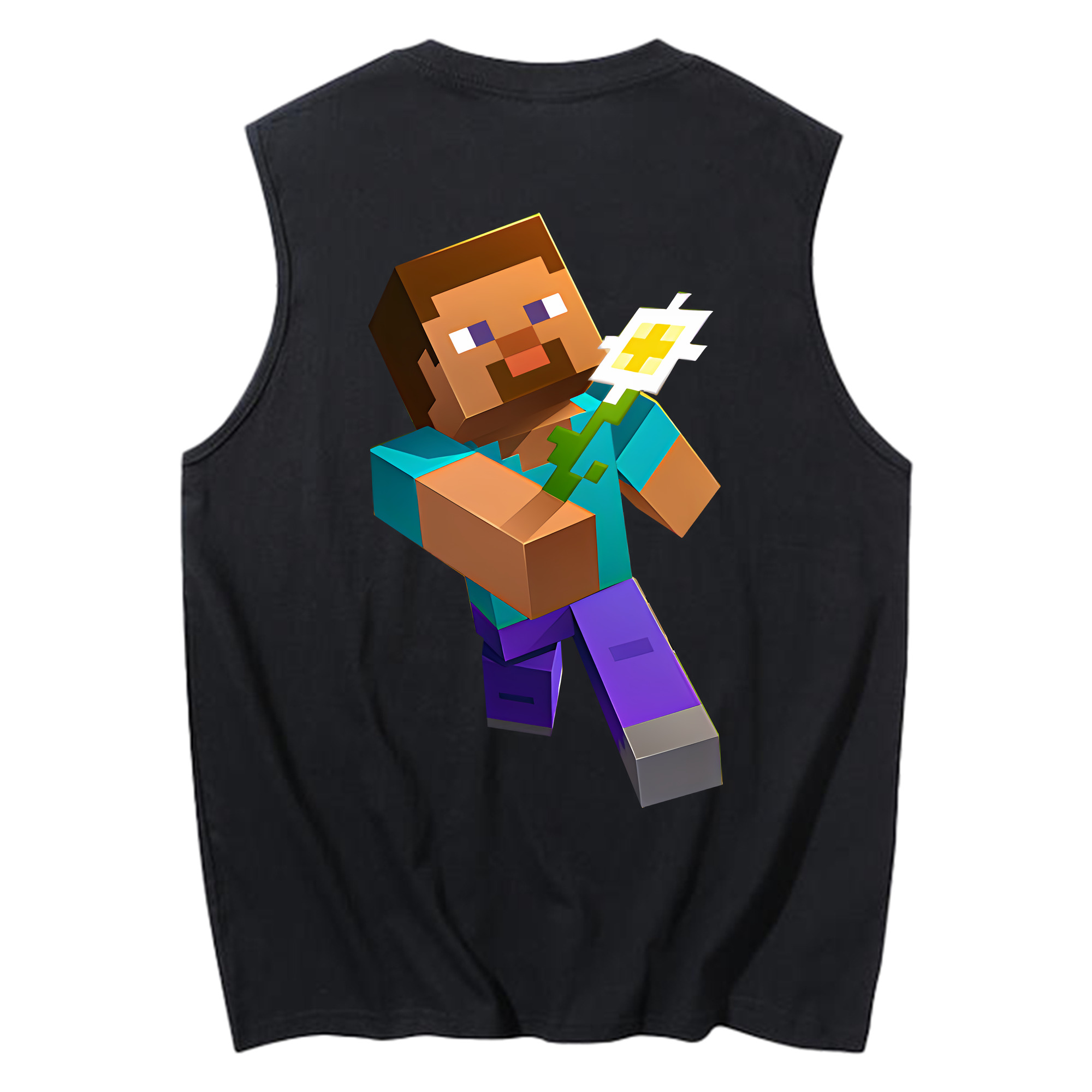 （画像用） マインクラフト ブロックの世界 Minecraft MC Block world コットン100％タンクトップ（背面プリント）