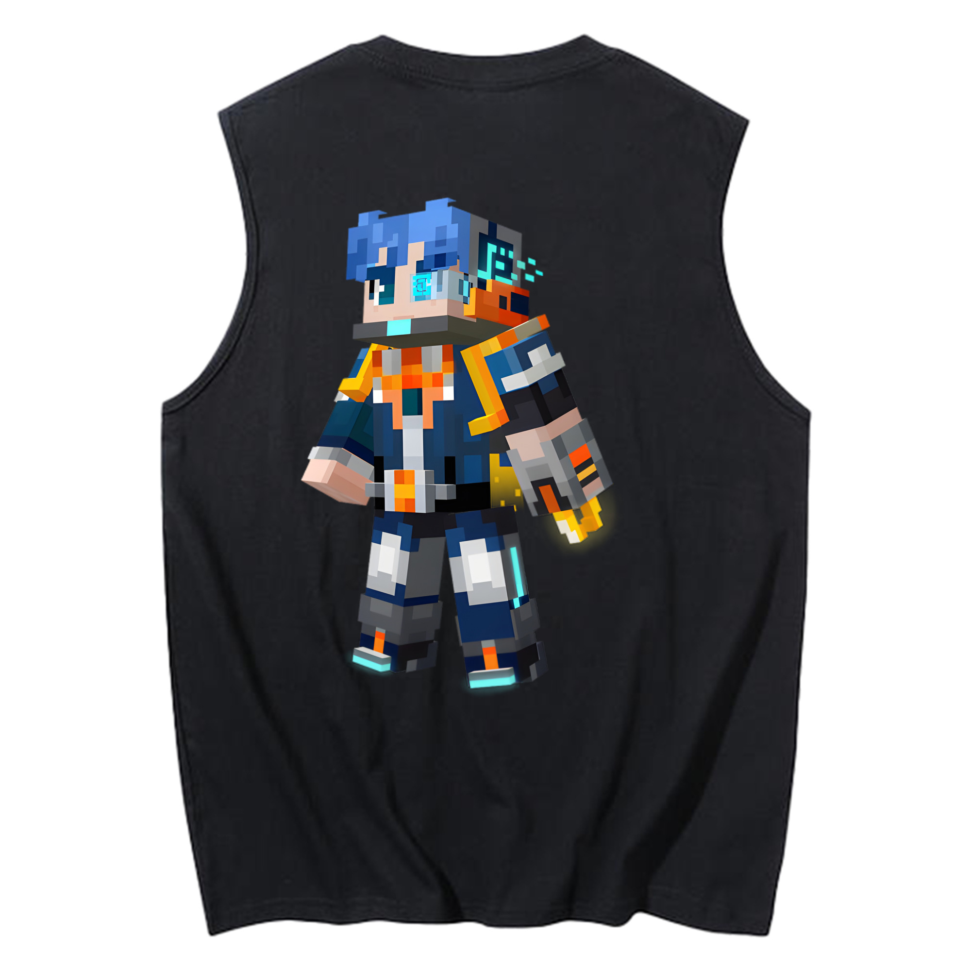 （画像用） マインクラフト ブロックの世界 Minecraft MC Block world コットン100％タンクトップ（背面プリント）