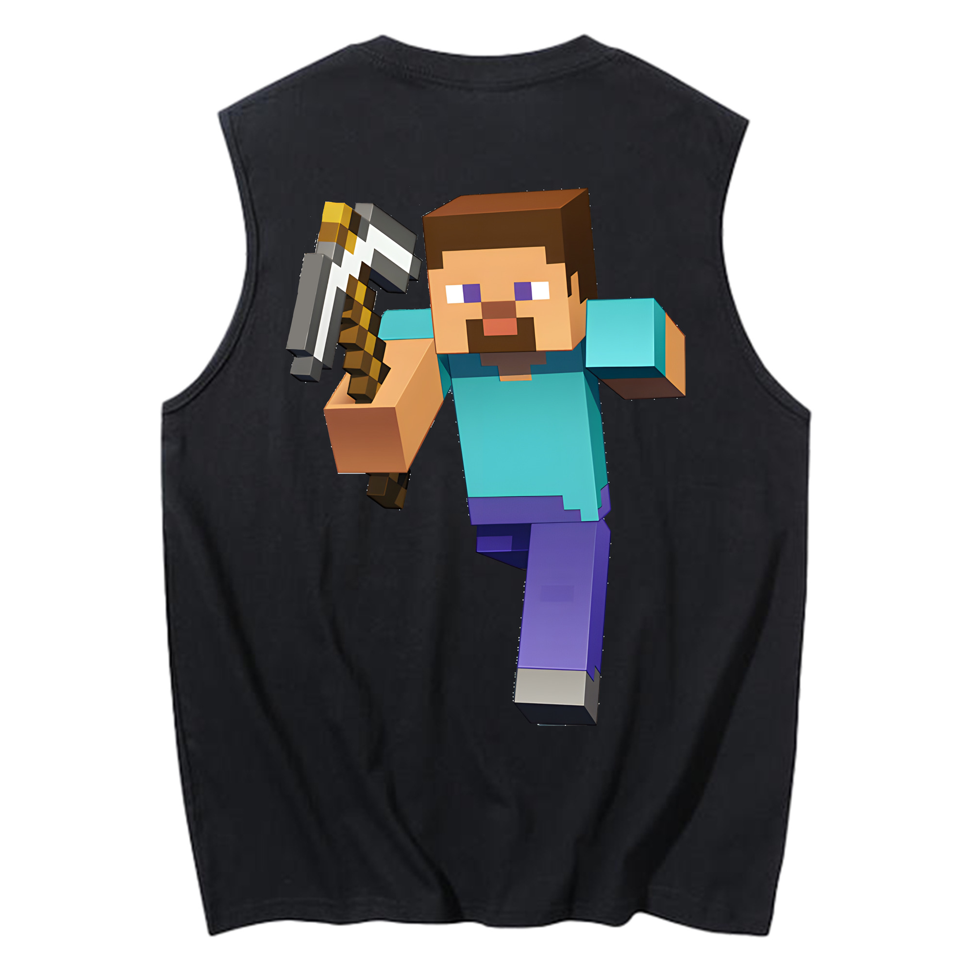 （画像用） マインクラフト ブロックの世界 Minecraft MC Block world コットン100％タンクトップ（背面プリント）