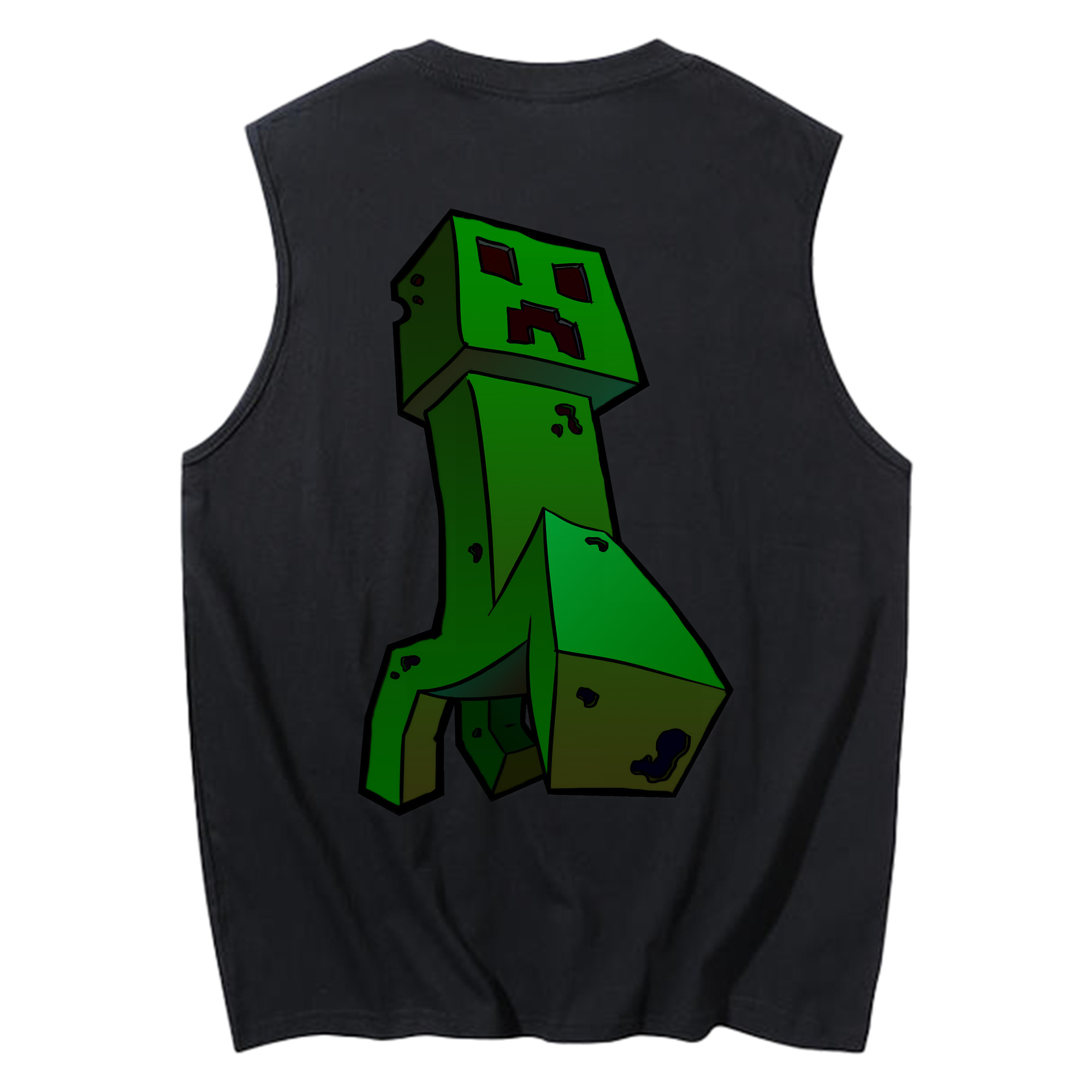 （画像用） マインクラフト ブロックの世界 Minecraft MC Block world コットン100％タンクトップ（背面プリント）