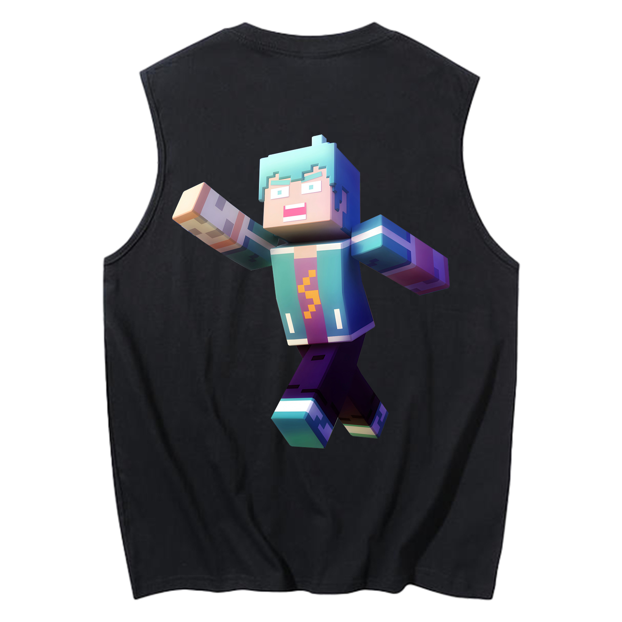 （画像用） マインクラフト ブロックの世界 Minecraft MC Block world コットン100％タンクトップ（背面プリント）
