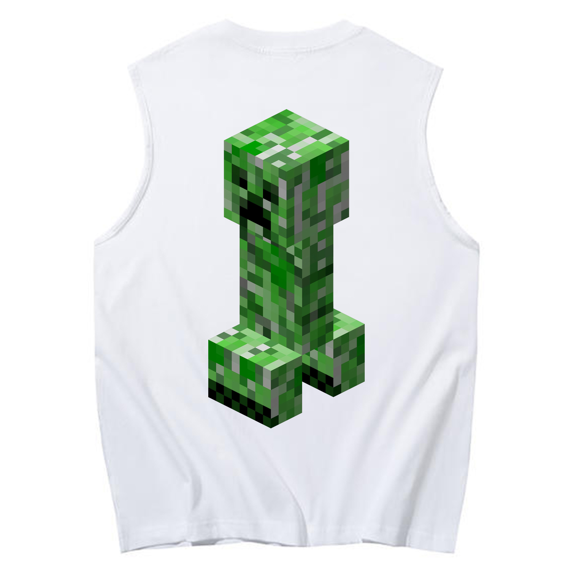 （画像用） マインクラフト ブロックの世界 Minecraft MC Block world コットン100％タンクトップ（背面プリント）