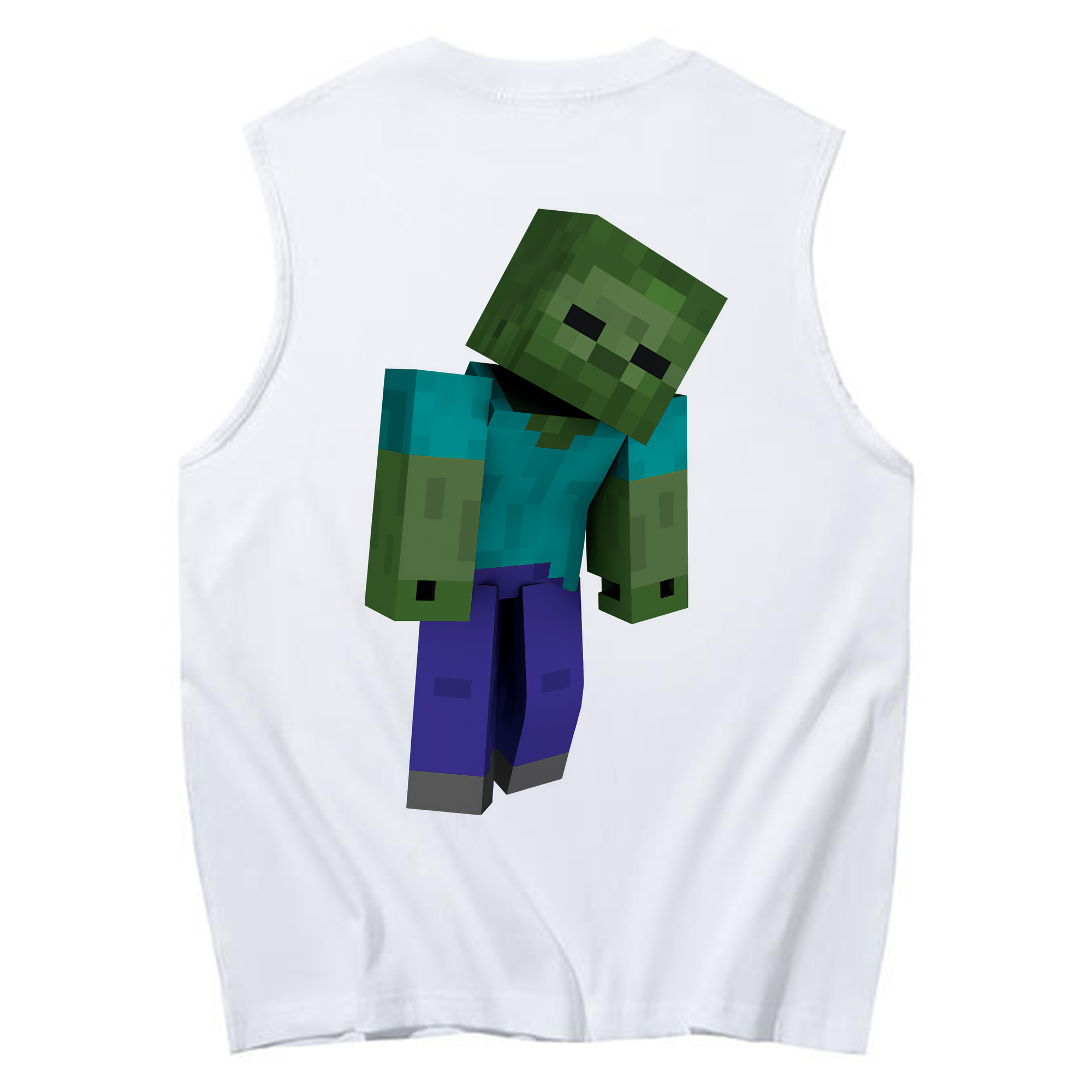 （画像用） マインクラフト ブロックの世界 Minecraft MC Block world コットン100％タンクトップ（背面プリント）