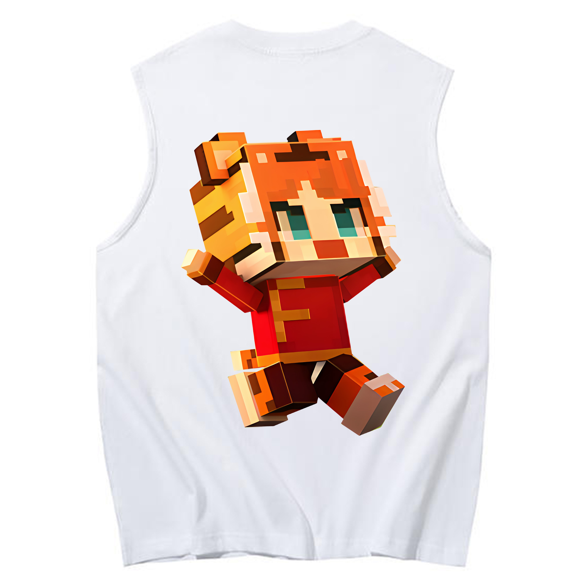 （画像用） マインクラフト ブロックの世界 Minecraft MC Block world コットン100％タンクトップ（背面プリント）