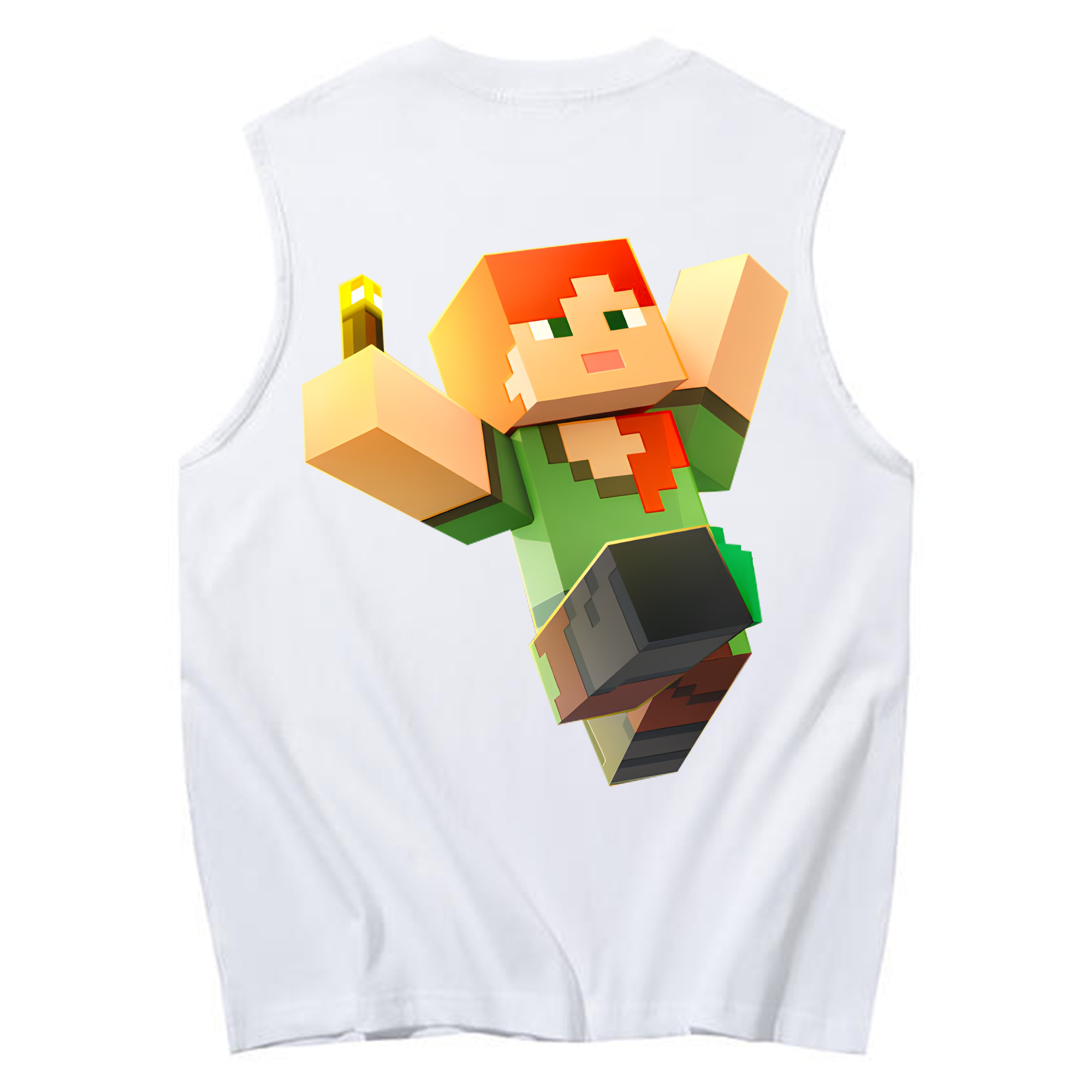 （画像用） マインクラフト ブロックの世界 Minecraft MC Block world コットン100％タンクトップ（背面プリント）