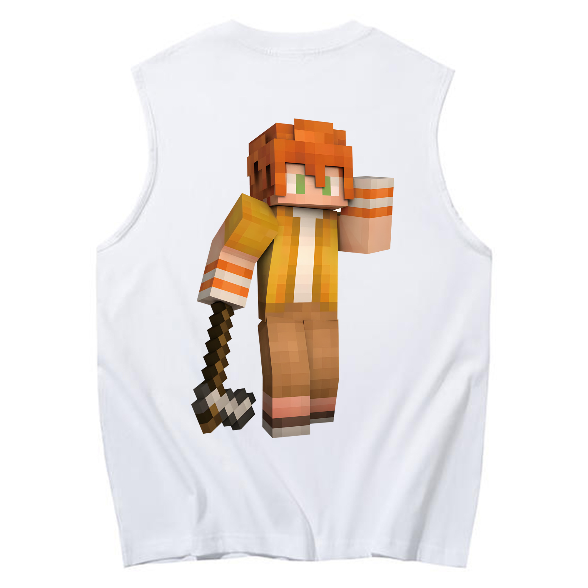 （画像用） マインクラフト ブロックの世界 Minecraft MC Block world コットン100％タンクトップ（背面プリント）
