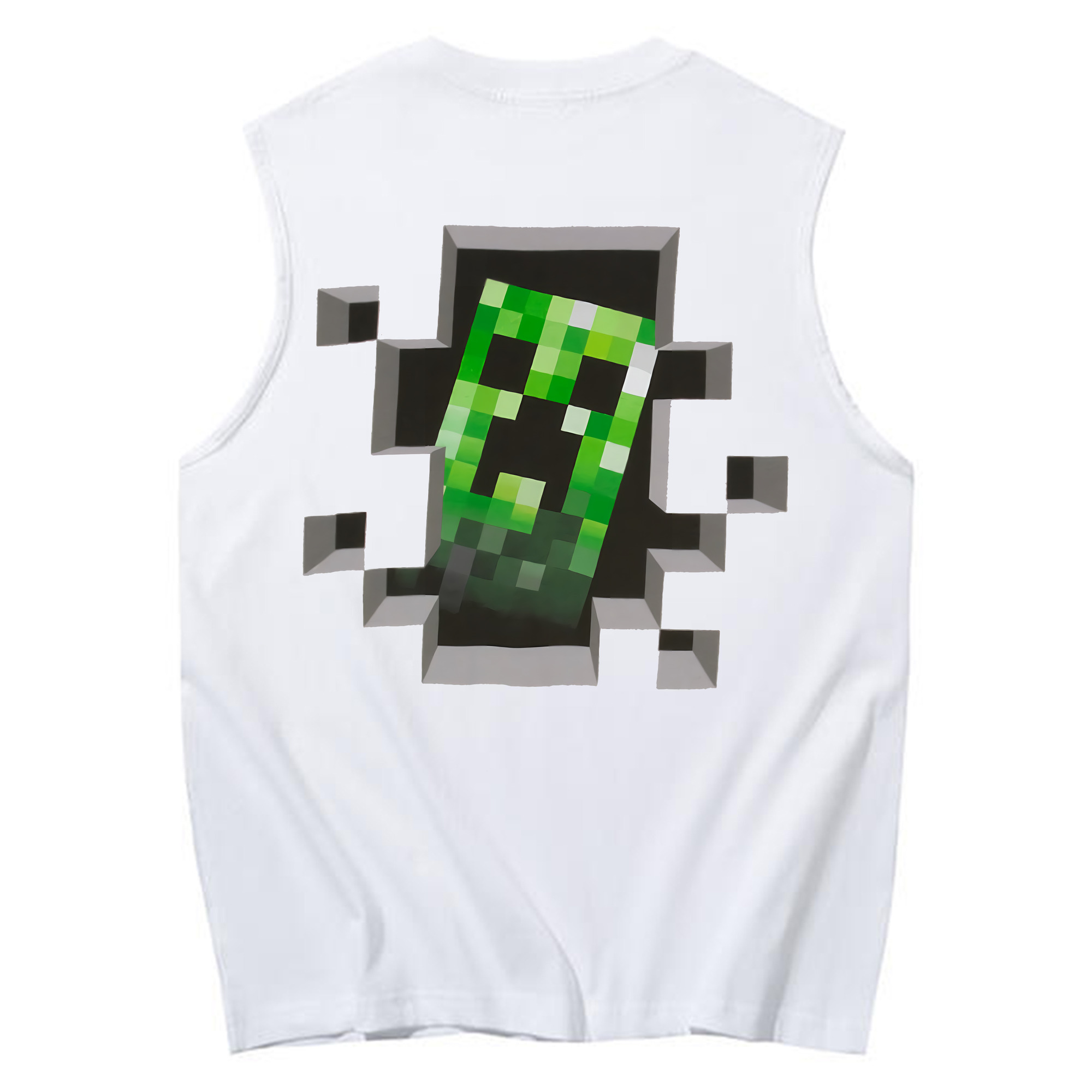 （画像用） マインクラフト ブロックの世界 Minecraft MC Block world コットン100％タンクトップ（背面プリント）