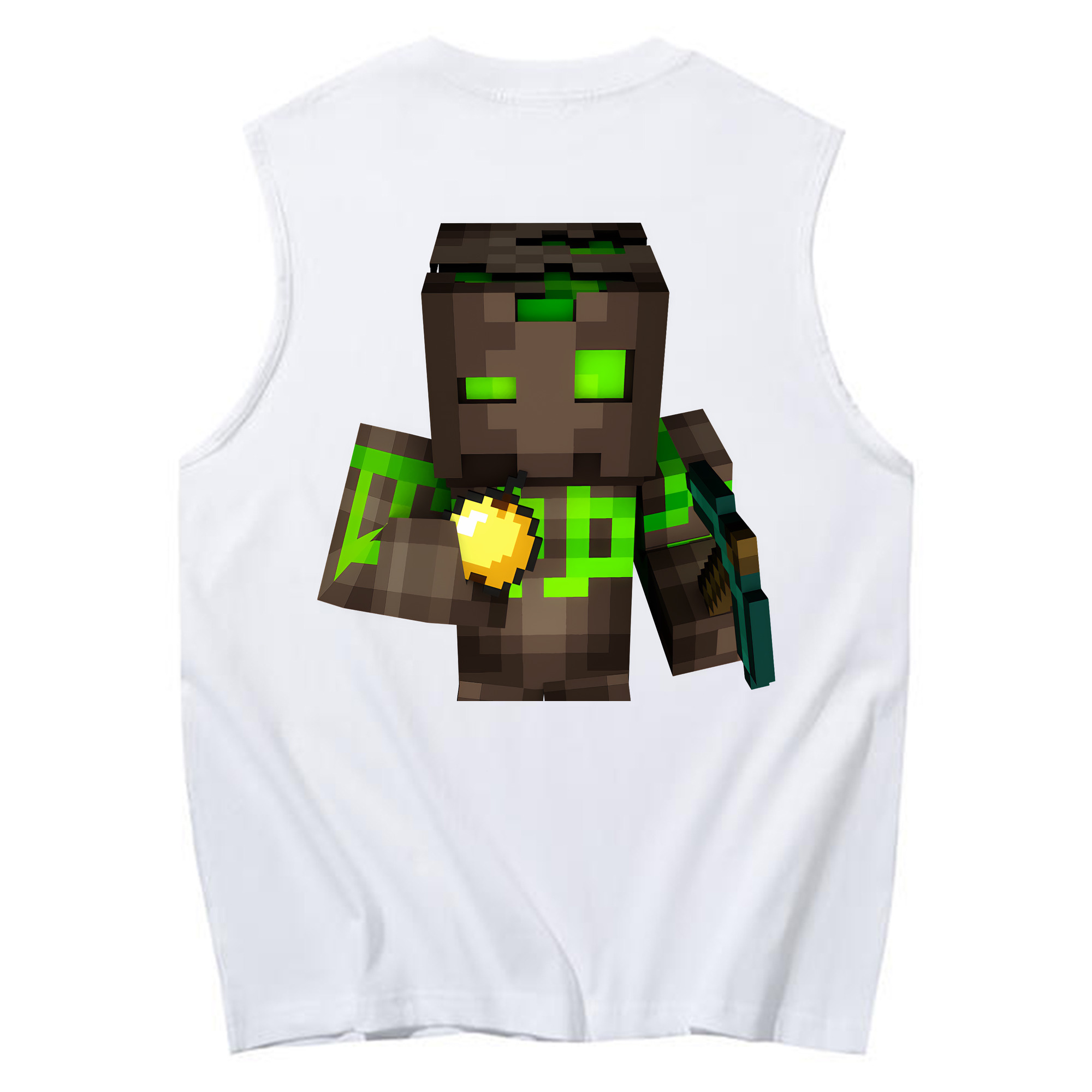 （画像用） マインクラフト ブロックの世界 Minecraft MC Block world コットン100％タンクトップ（背面プリント）