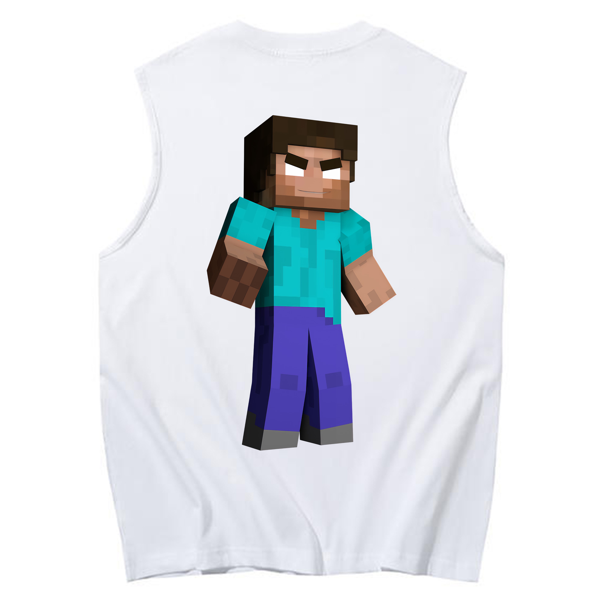 （画像用） マインクラフト ブロックの世界 Minecraft MC Block world コットン100％タンクトップ（背面プリント）