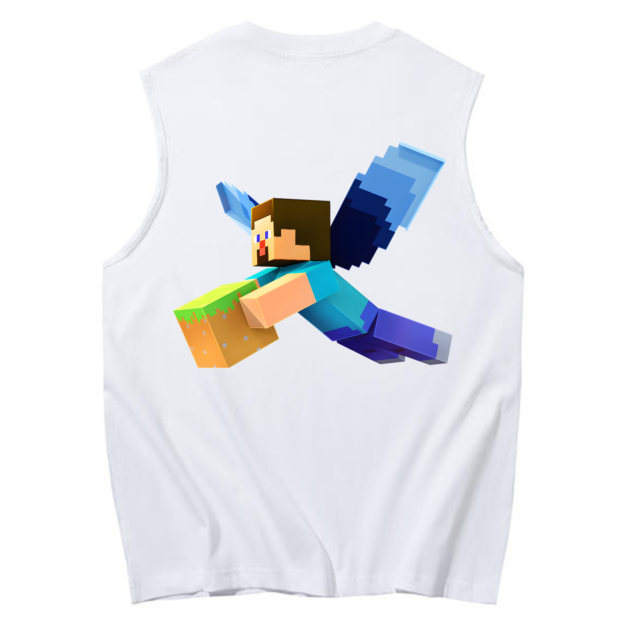 （画像用） マインクラフト ブロックの世界 Minecraft MC Block world コットン100％タンクトップ（背面プリント）