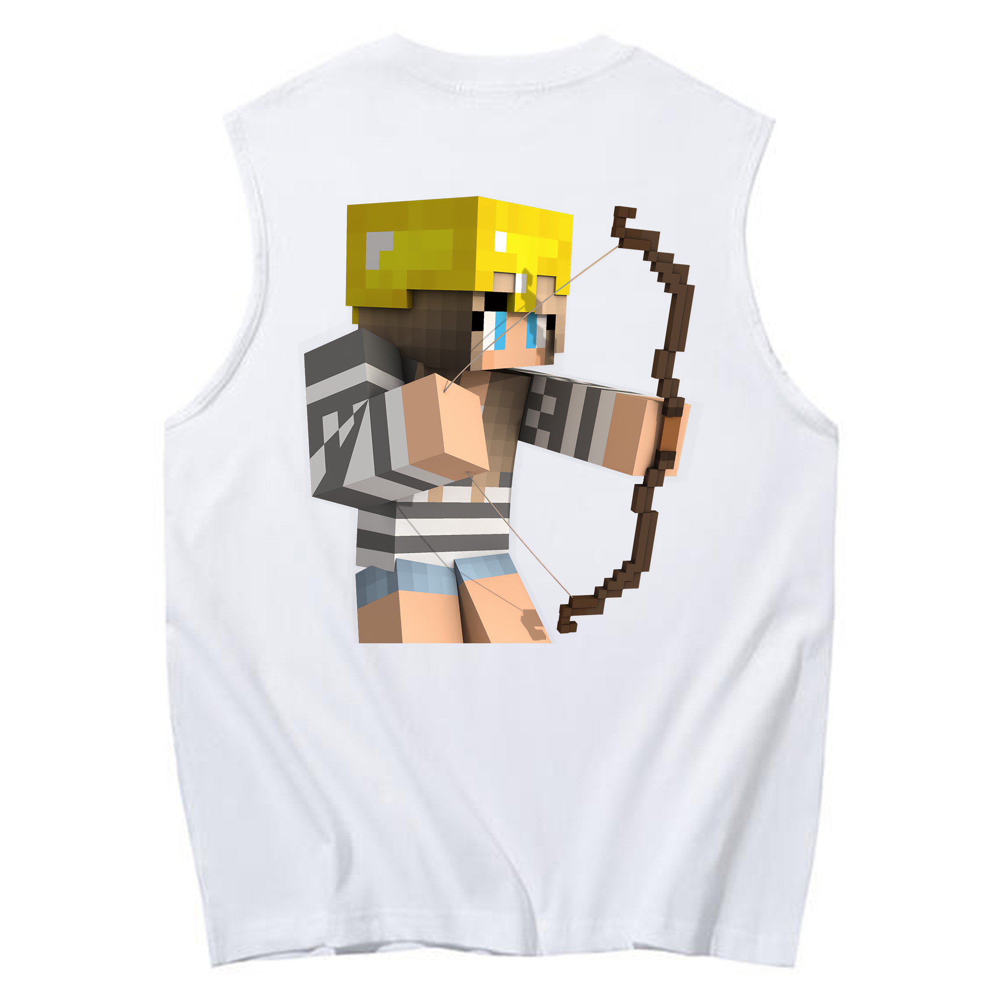（画像用） マインクラフト ブロックの世界 Minecraft MC Block world コットン100％タンクトップ（背面プリント）