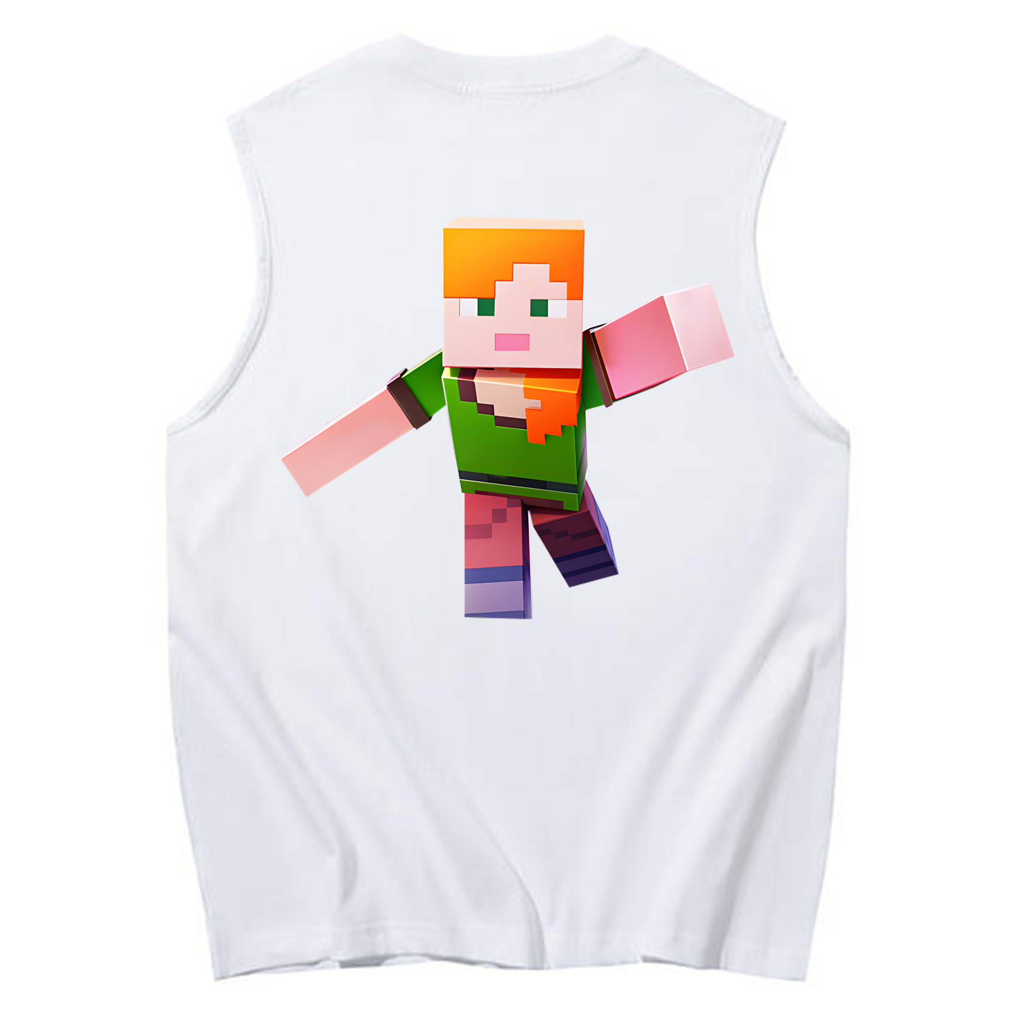 （画像用） マインクラフト ブロックの世界 Minecraft MC Block world コットン100％タンクトップ（背面プリント）