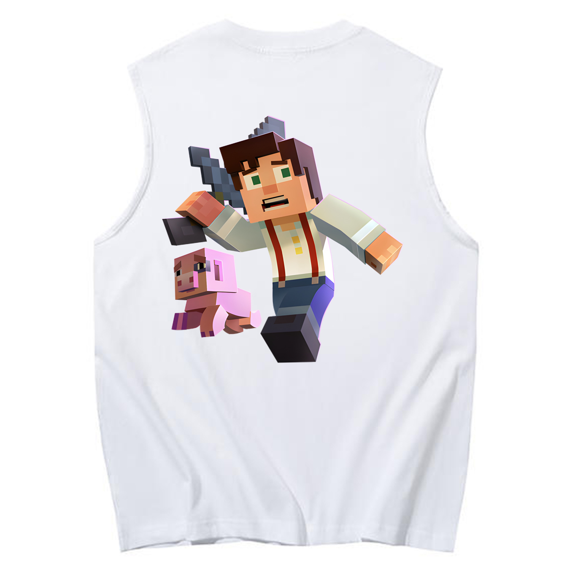 （画像用） マインクラフト ブロックの世界 Minecraft MC Block world コットン100％タンクトップ（背面プリント）