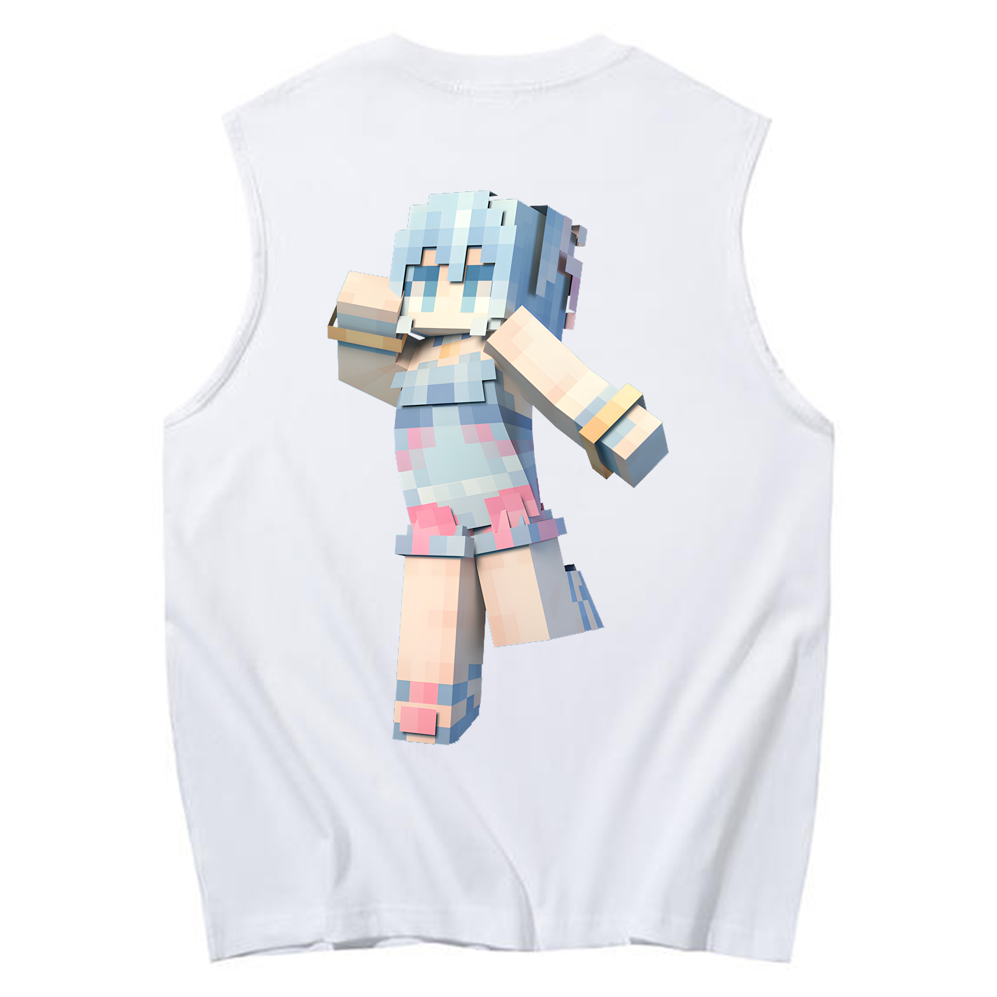 （画像用） マインクラフト ブロックの世界 Minecraft MC Block world コットン100％タンクトップ（背面プリント）