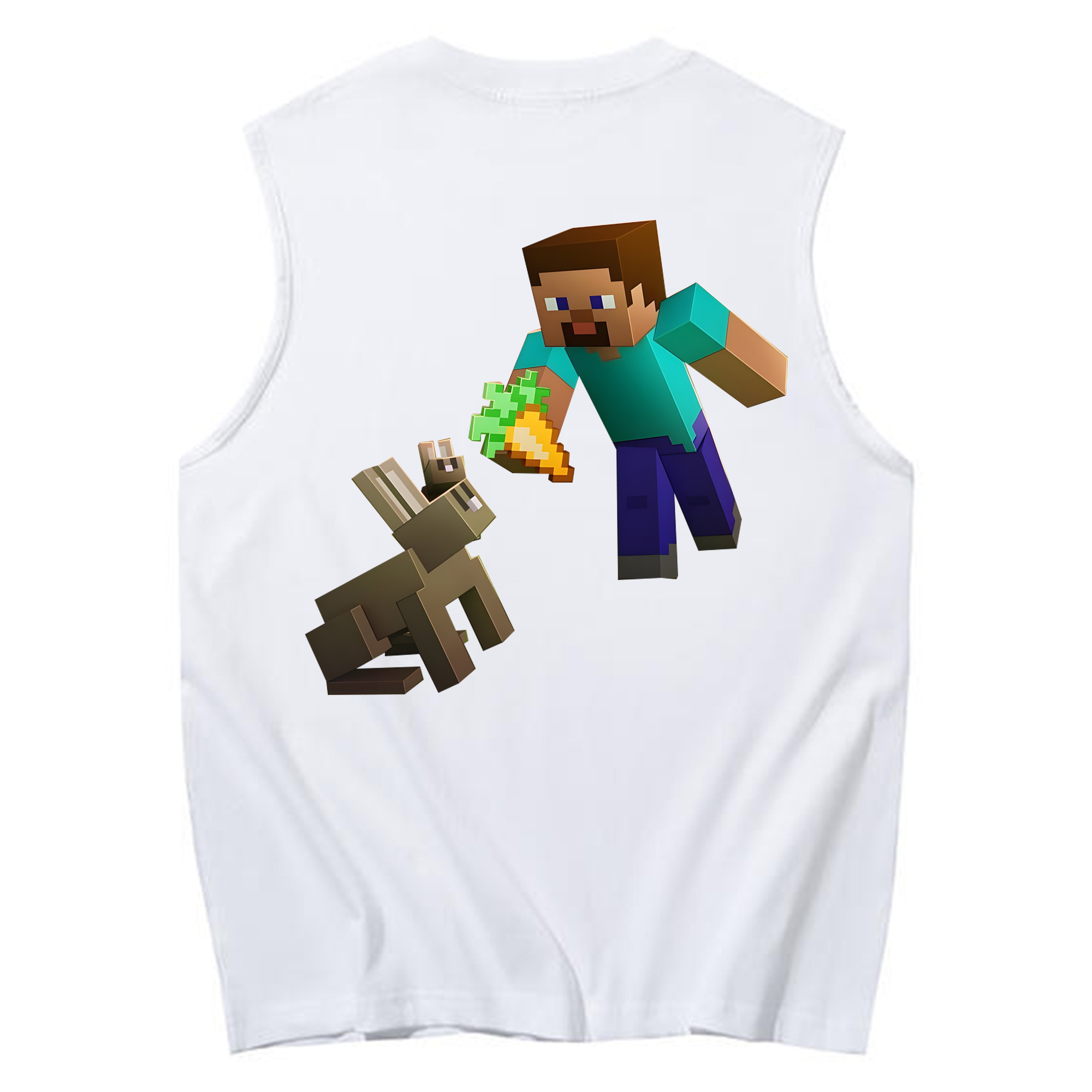 （画像用） マインクラフト ブロックの世界 Minecraft MC Block world コットン100％タンクトップ（背面プリント）