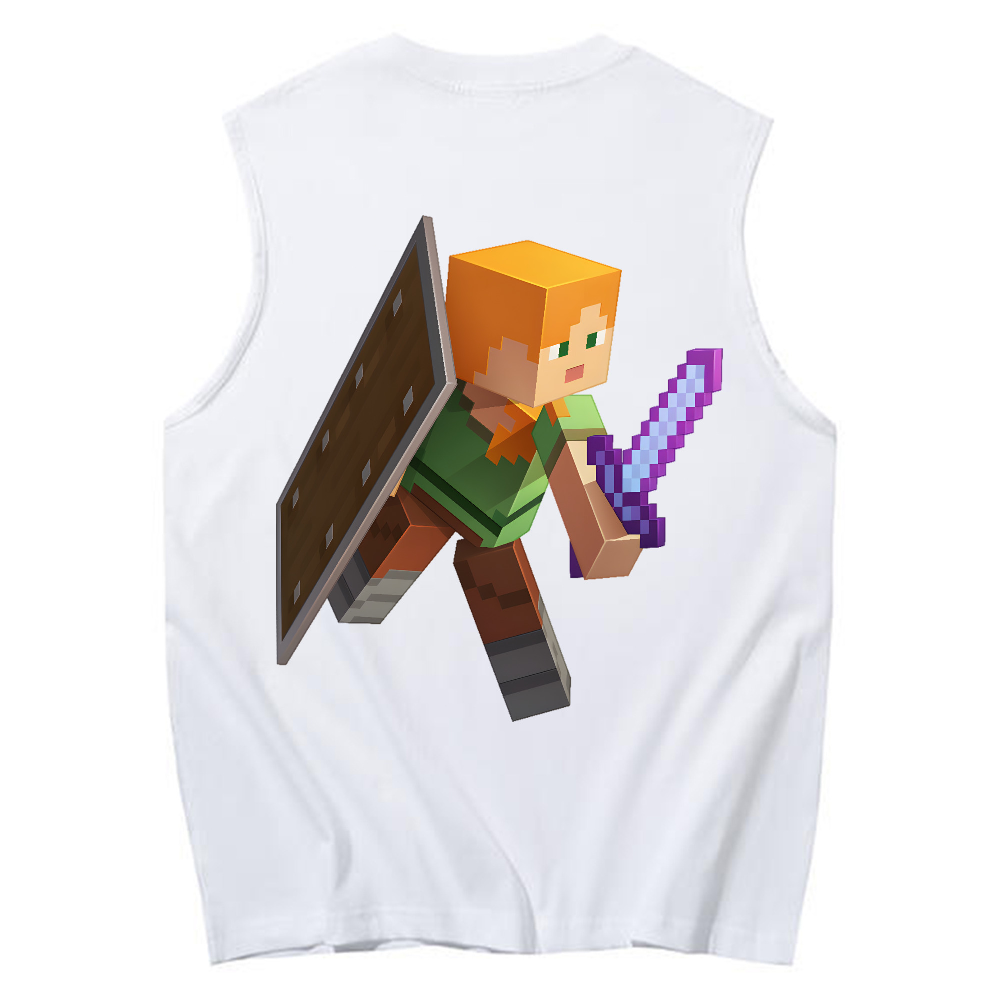 （画像用） マインクラフト ブロックの世界 Minecraft MC Block world コットン100％タンクトップ（背面プリント）