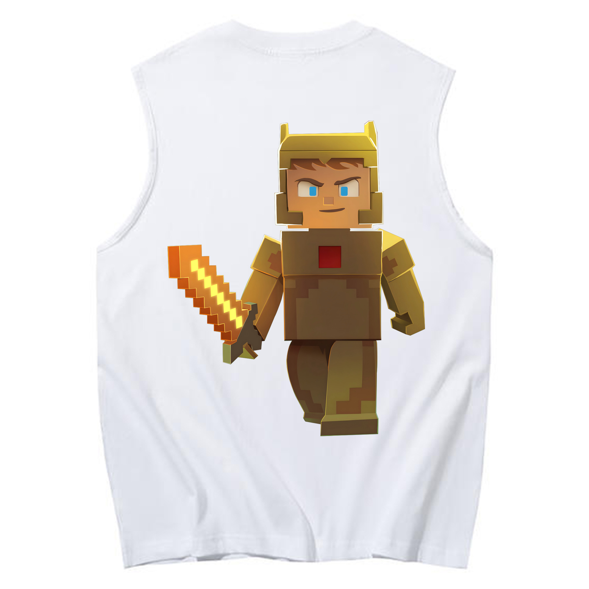 （画像用） マインクラフト ブロックの世界 Minecraft MC Block world コットン100％タンクトップ（背面プリント）