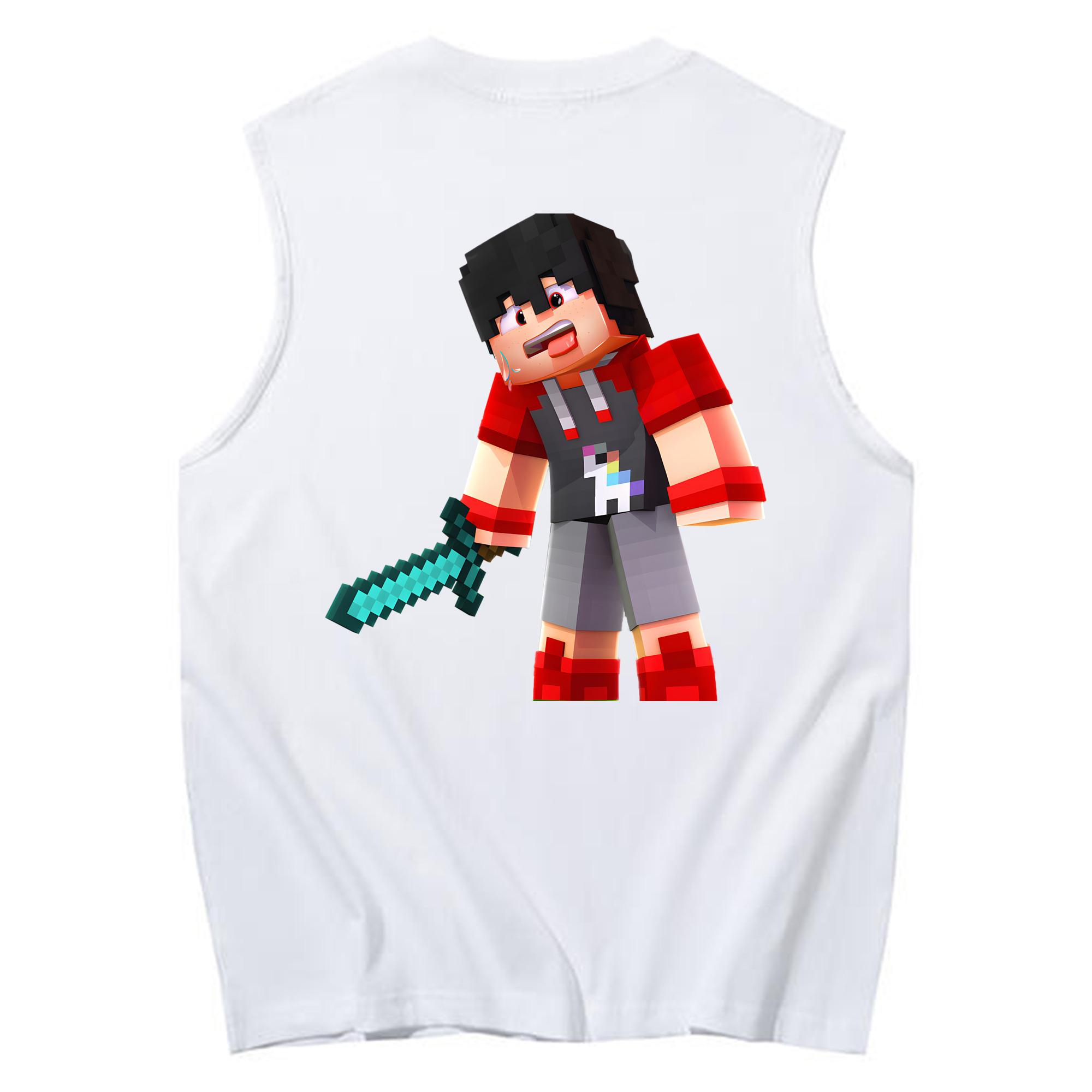 （画像用） マインクラフト ブロックの世界 Minecraft MC Block world コットン100％タンクトップ（背面プリント）